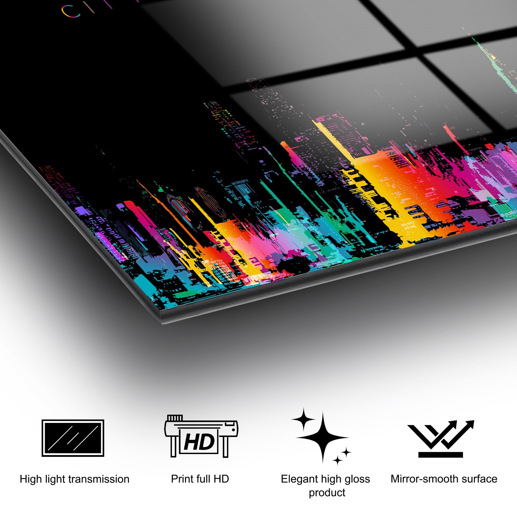 Quadro Decorativo em Vidro Temperado 100% (4 mm) UV-736, Multicolorido, 70 x 100 cm