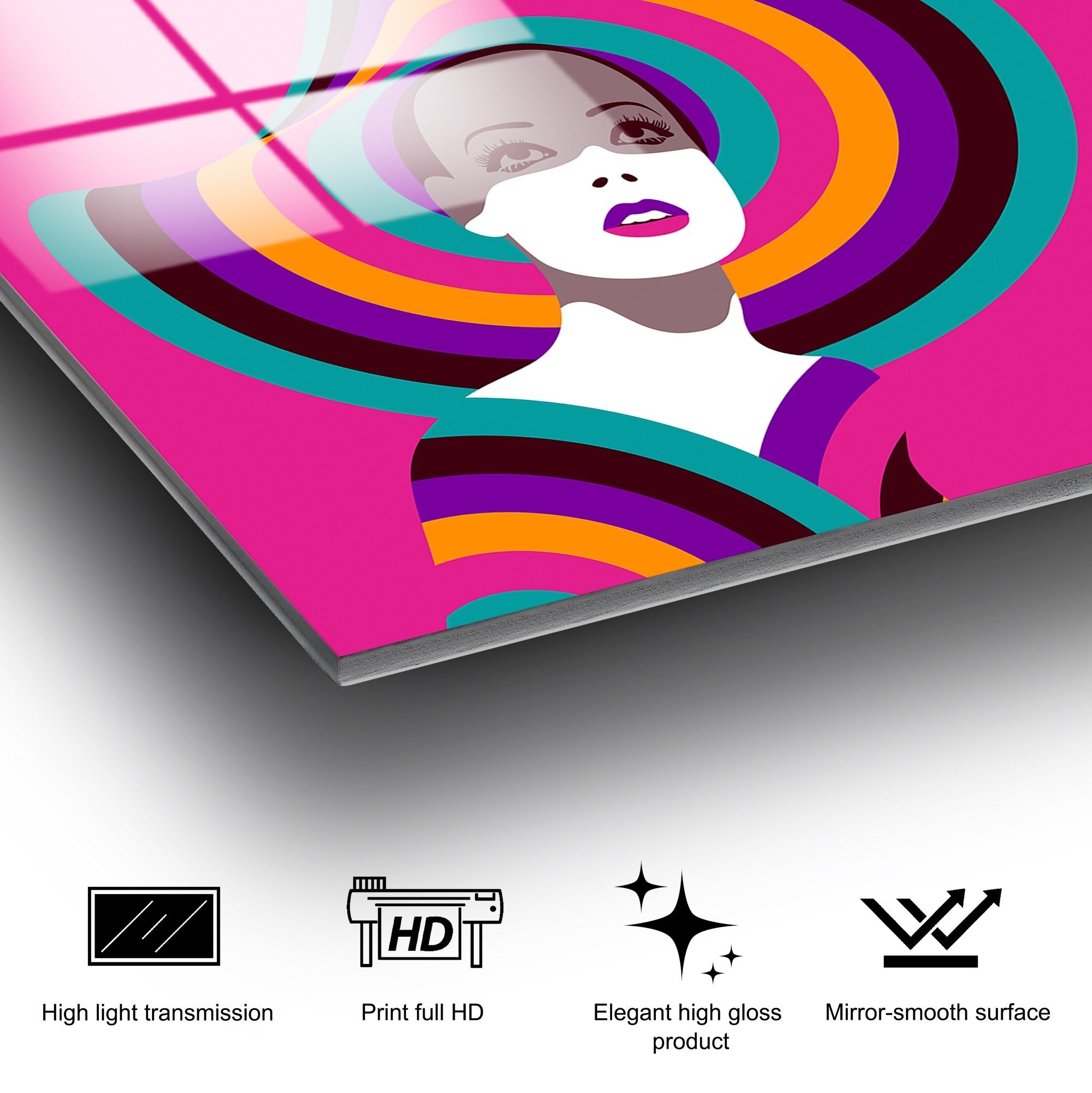 Quadro Decorativo em Vidro Temperado 4 mm 70x100 cm – Multicolor (UV-741)