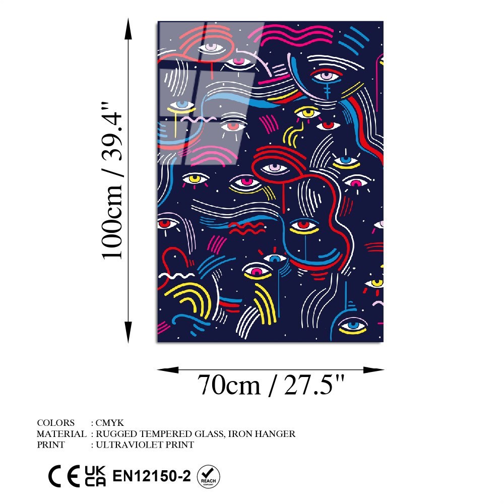 Quadro Decorativo em Vidro Temperado UV-770, 70x100 cm, Multicolor, 4 mm