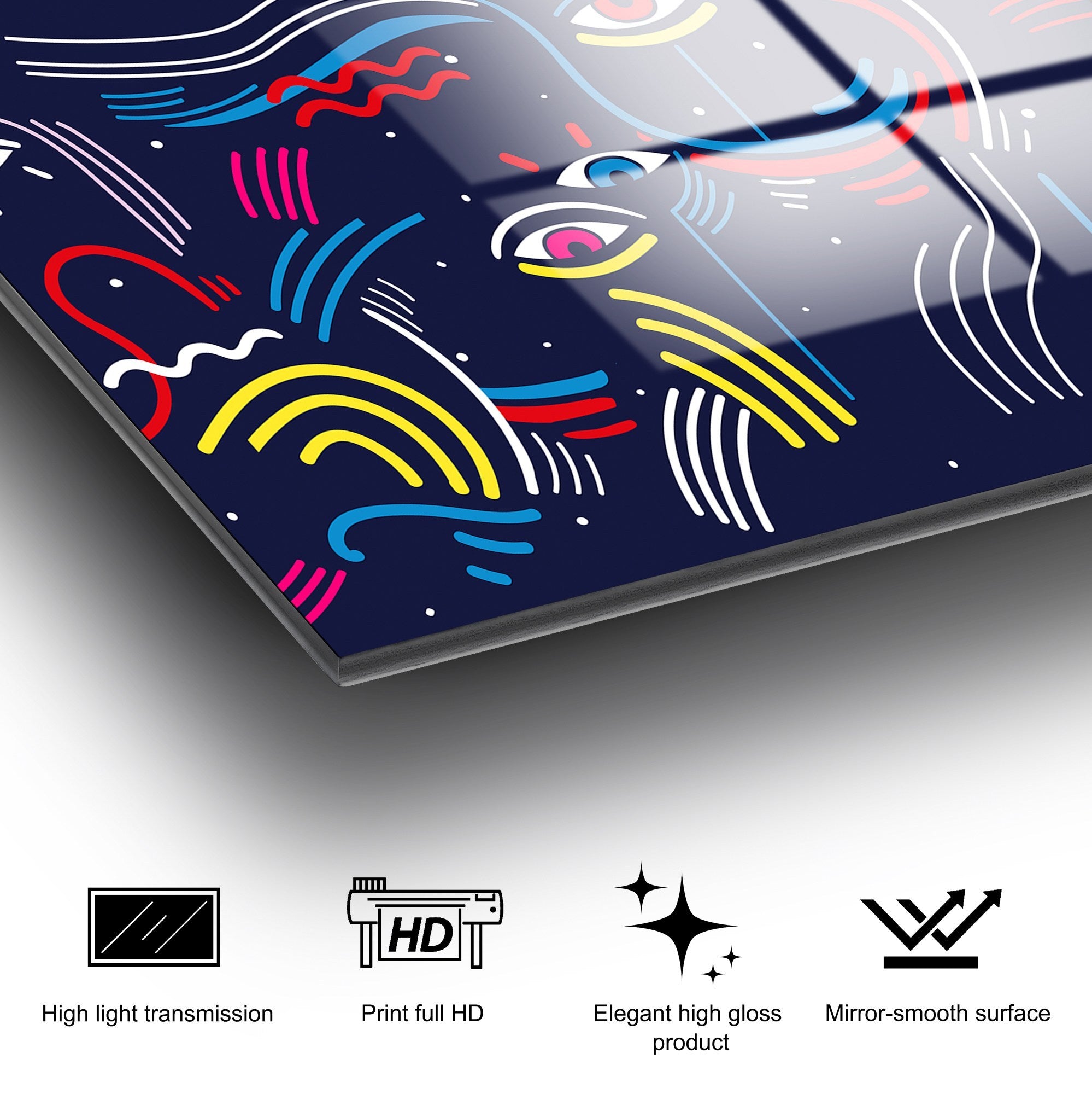 Quadro Decorativo em Vidro Temperado UV-770, 70x100 cm, Multicolor, 4 mm