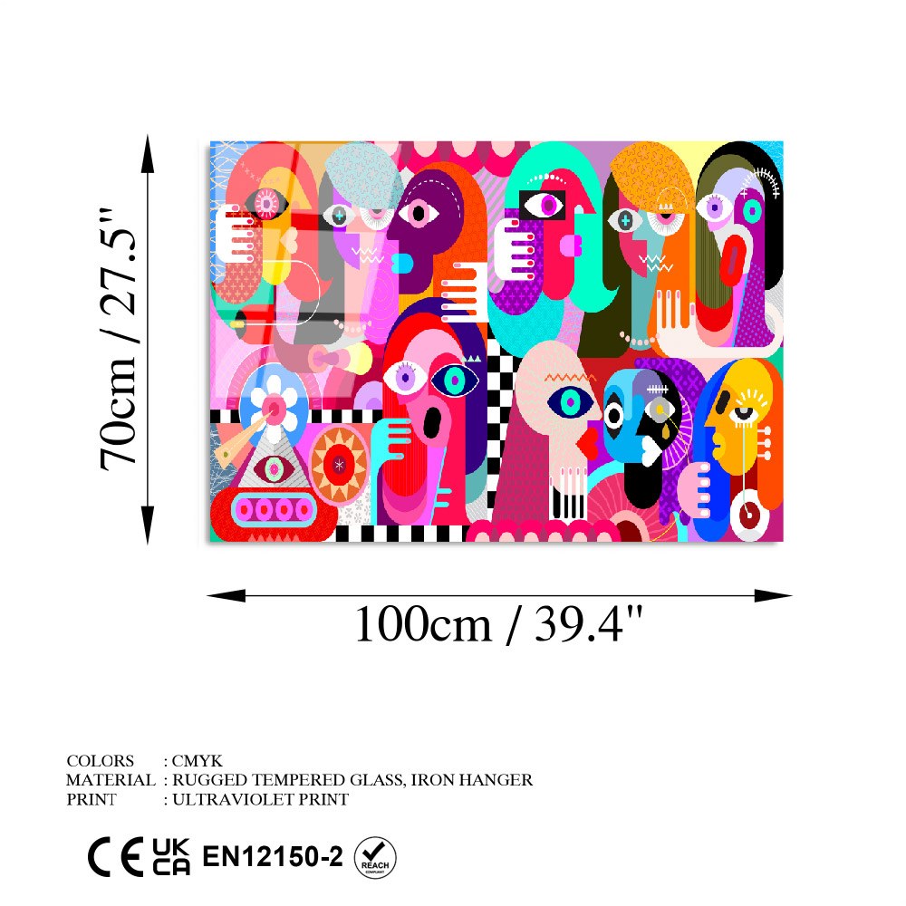 Quadro Decorativo em Vidro Temperado UV-776, Multicolor, 70 x 100 cm (4 mm)