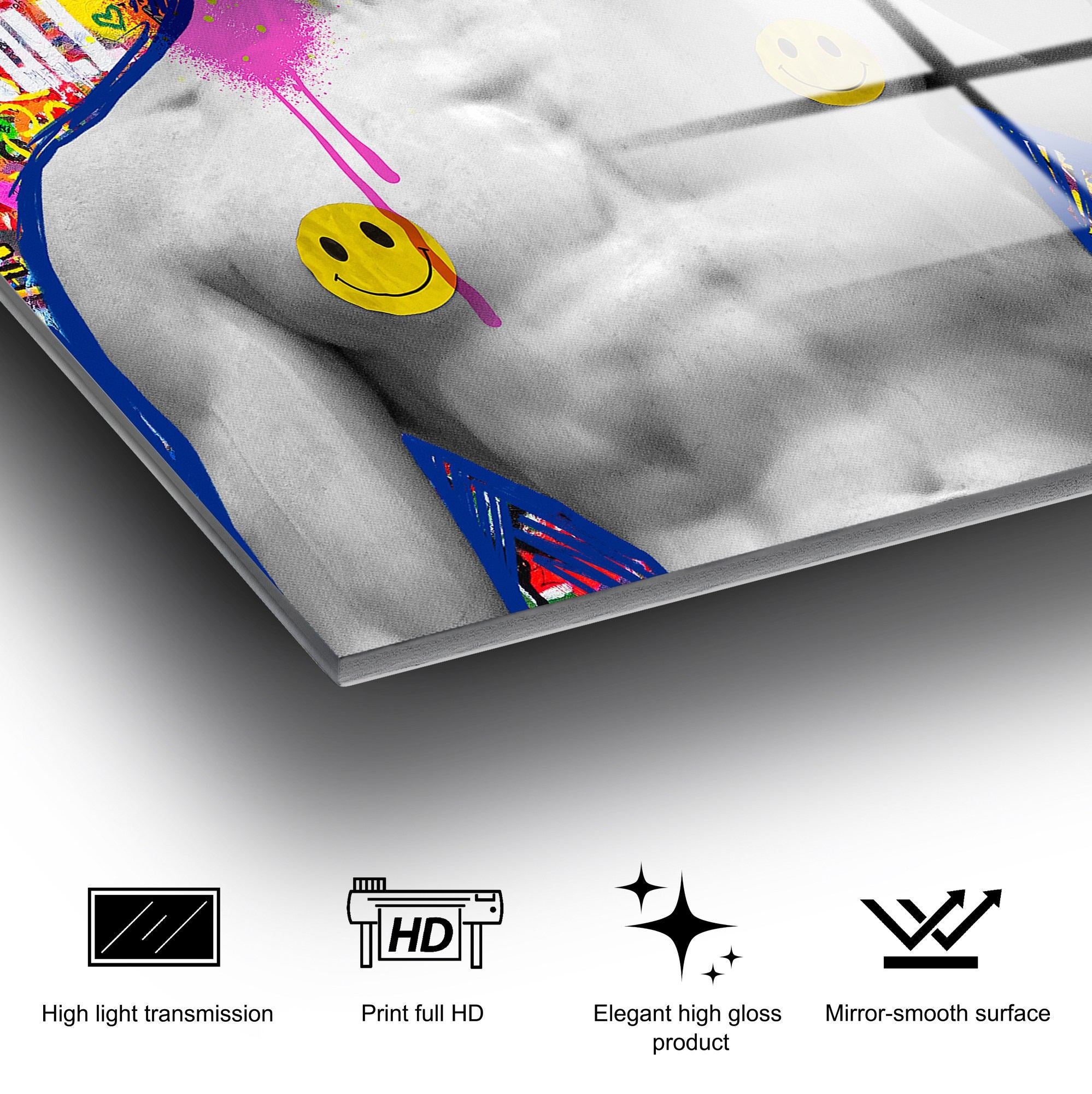 Quadro Decorativo em Vidro Temperado UV-784, Multicolor, 70 x 100 cm (4 mm)