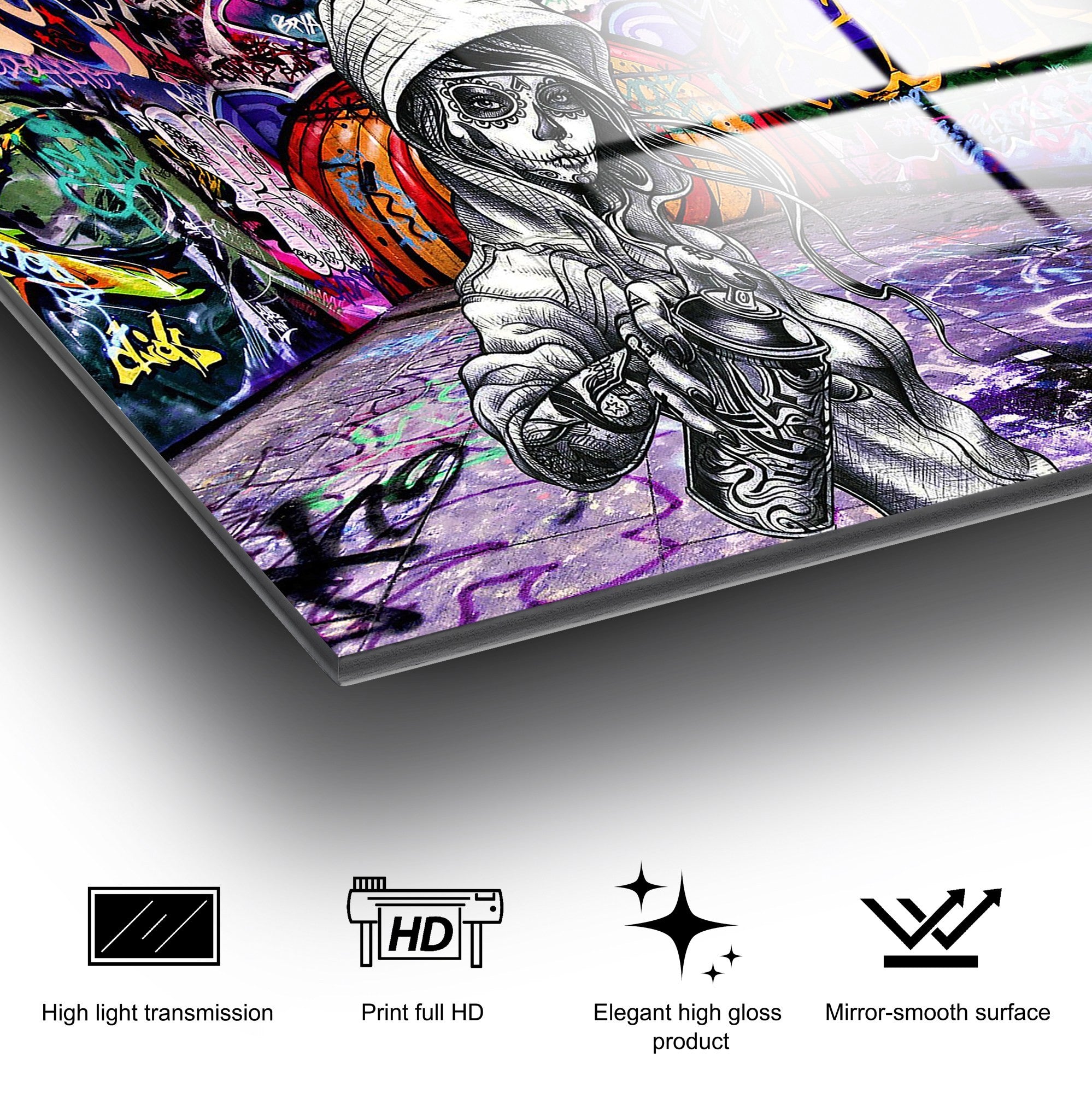 Quadro Decorativo em Vidro Temperado UV-786, Multicolor, 70 x 100 cm (4 mm)