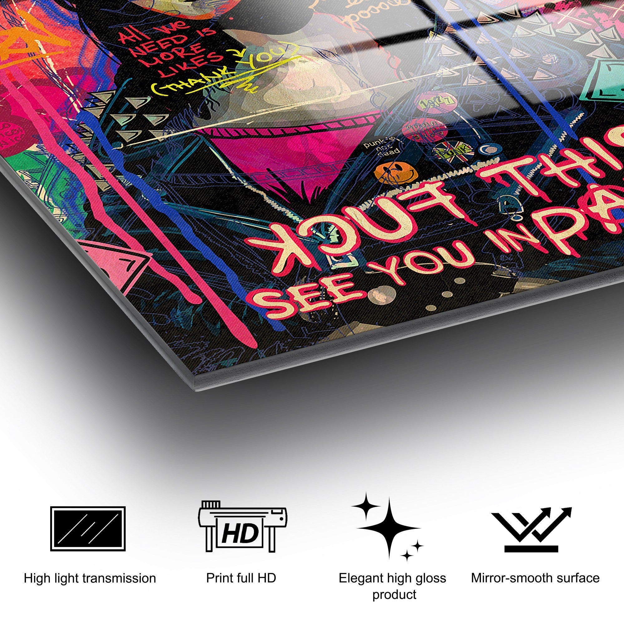 Quadro Decorativo em Vidro Temperado UV-789 Multicolor 70 x 100 cm (4 mm)