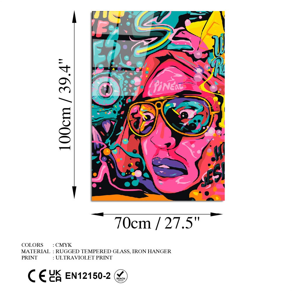 Quadro Decorativo em Vidro Temperado 70 x 100 cm (4 mm) Multicolor – UV-790