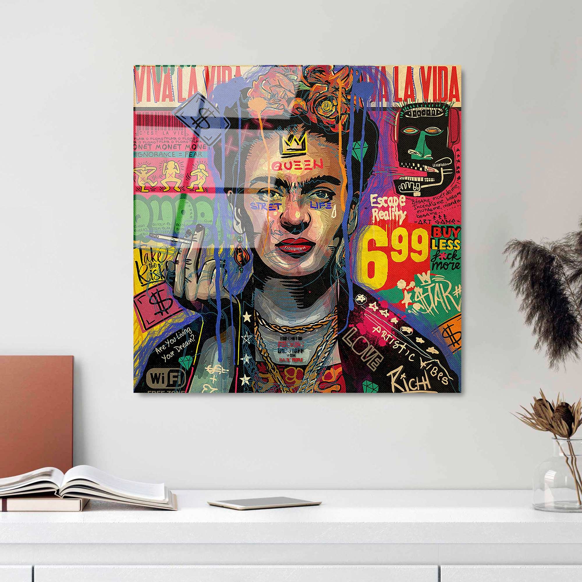 Quadro Decorativo em Vidro Temperado UV-814, 50 x 50 cm, Multicolor, 4 mm