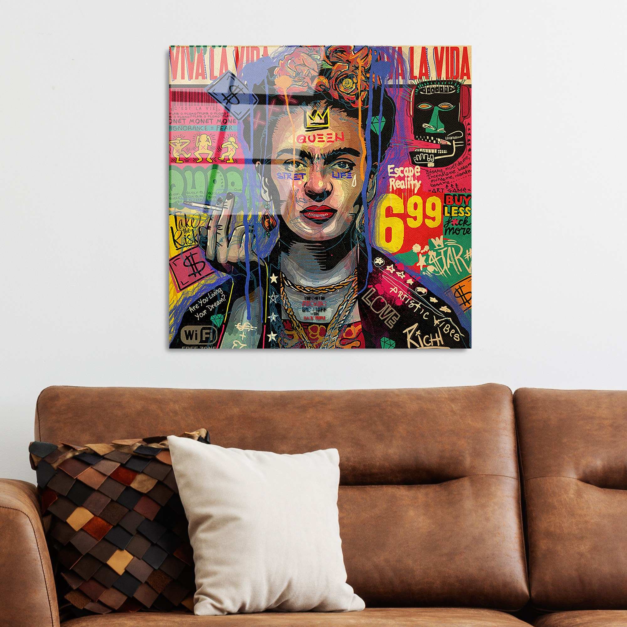 Quadro Decorativo em Vidro Temperado UV-814, 50 x 50 cm, Multicolor, 4 mm