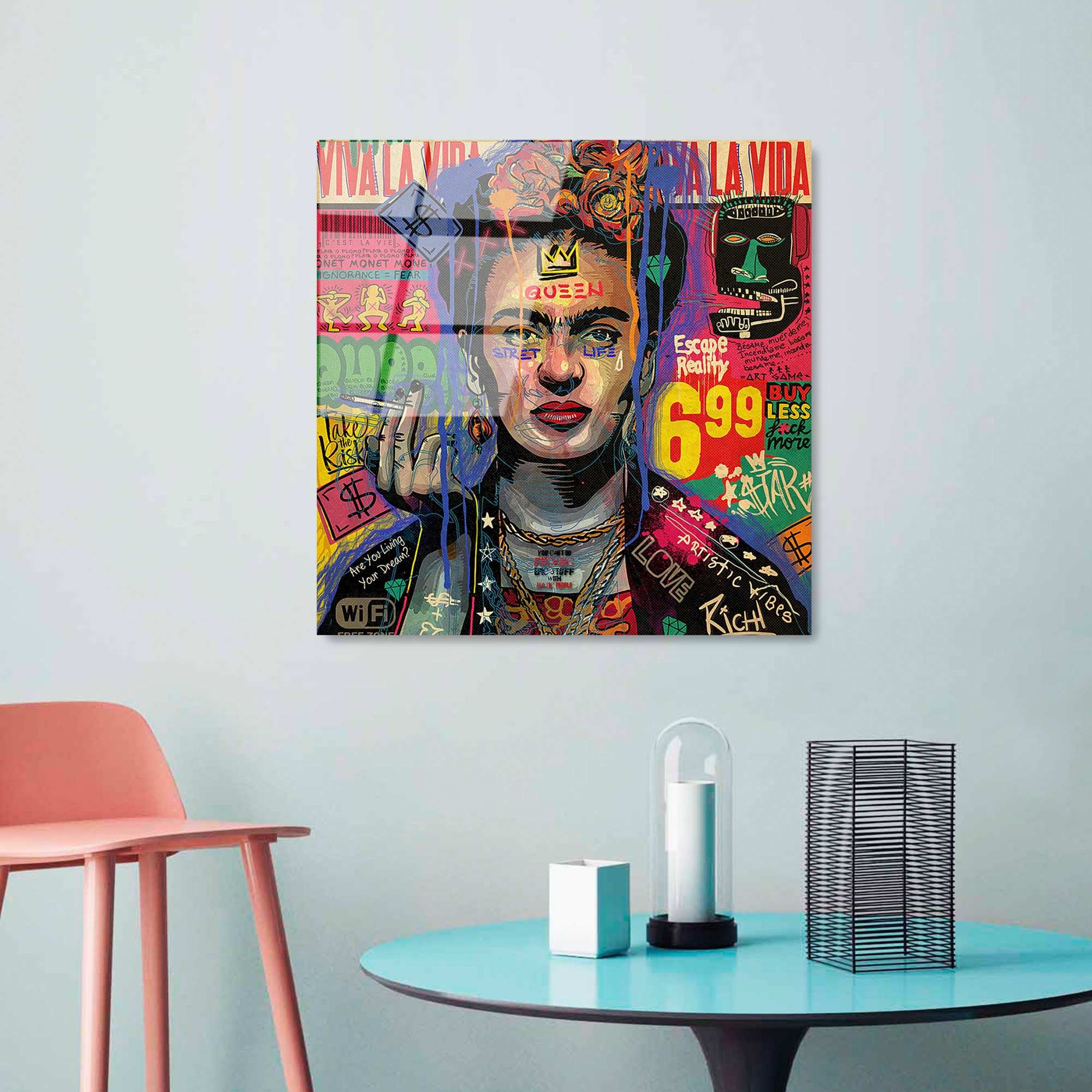 Quadro Decorativo em Vidro Temperado UV-814, 50 x 50 cm, Multicolor, 4 mm