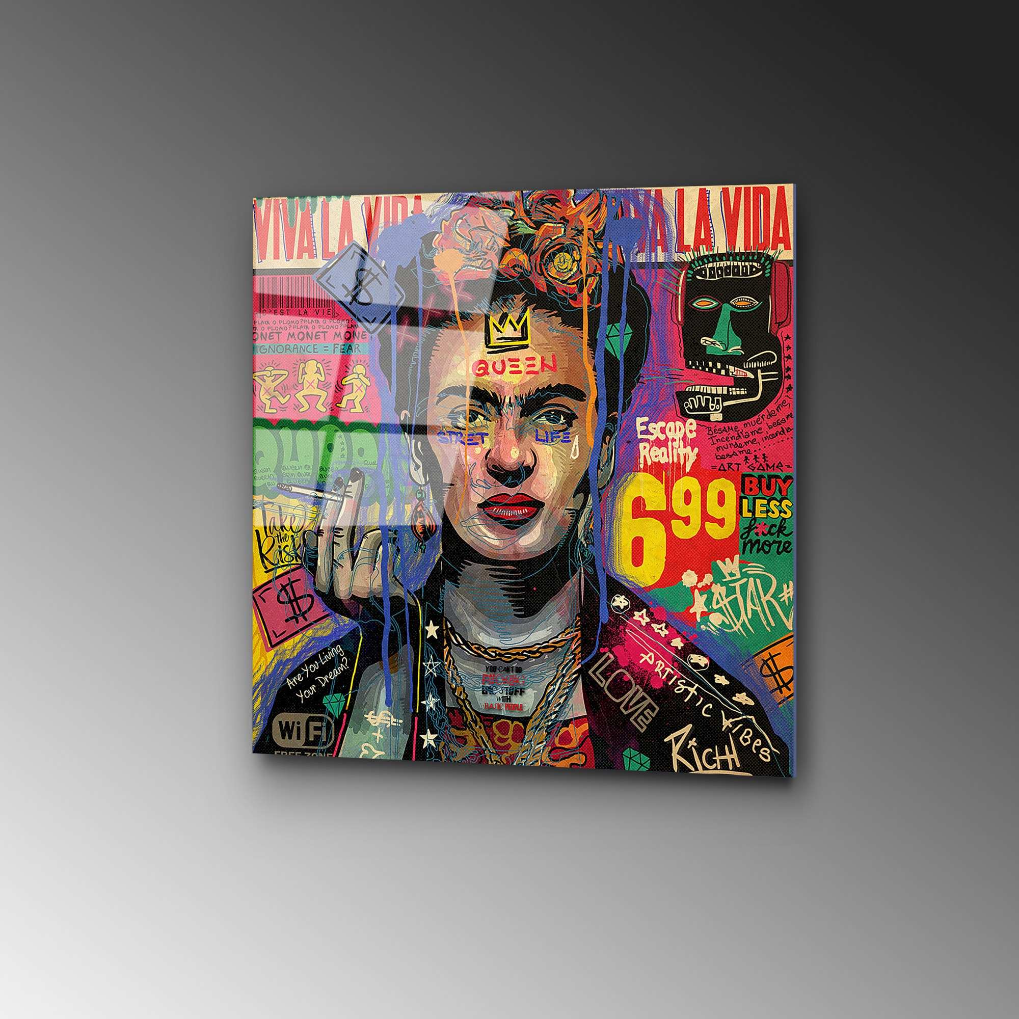 Quadro Decorativo em Vidro Temperado UV-814, 50 x 50 cm, Multicolor, 4 mm