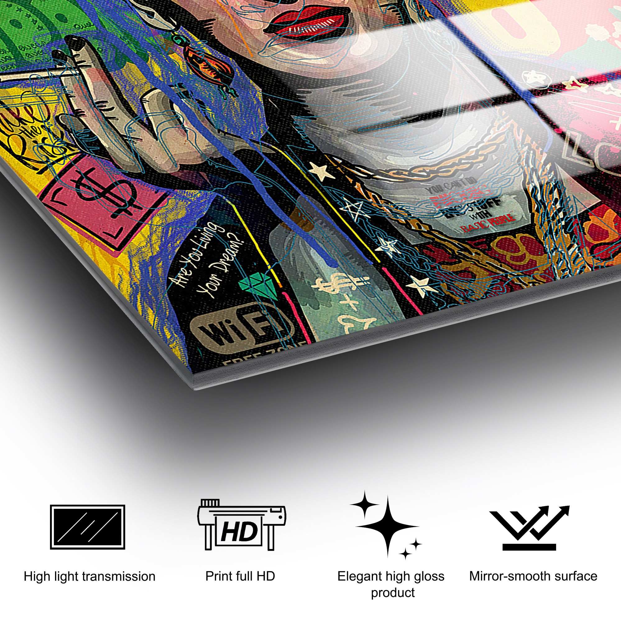 Quadro Decorativo em Vidro Temperado UV-814, 50 x 50 cm, Multicolor, 4 mm