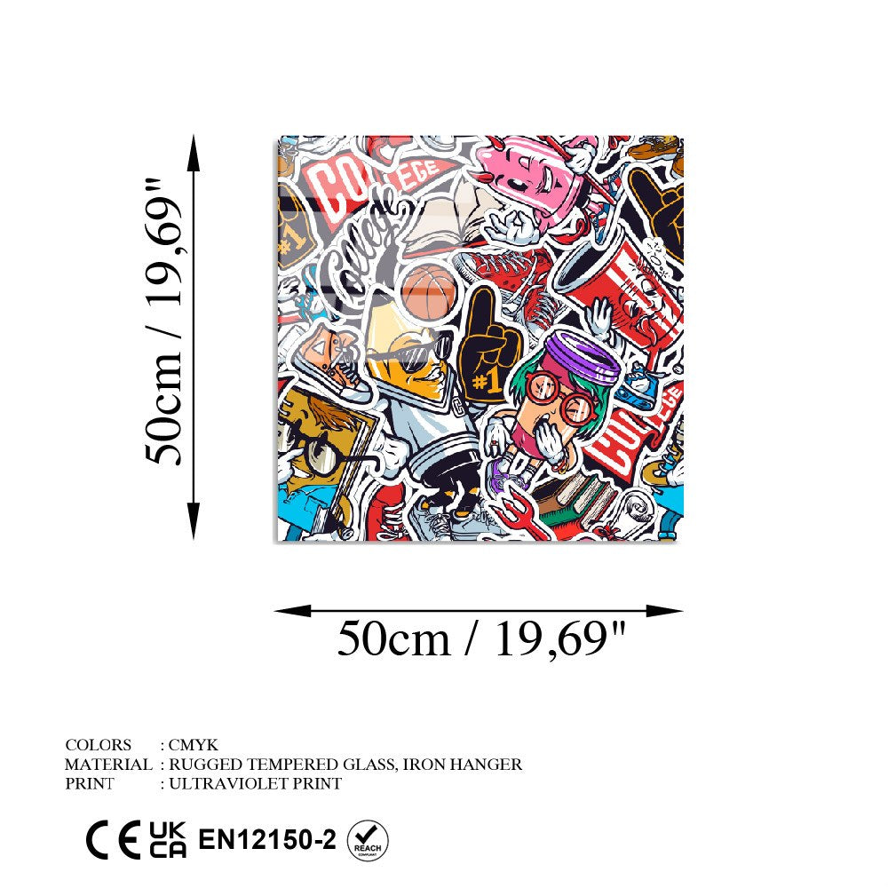 Quadro Decorativo em Vidro Temperado UV-816, Multicolor, 50x50 cm (4 mm)