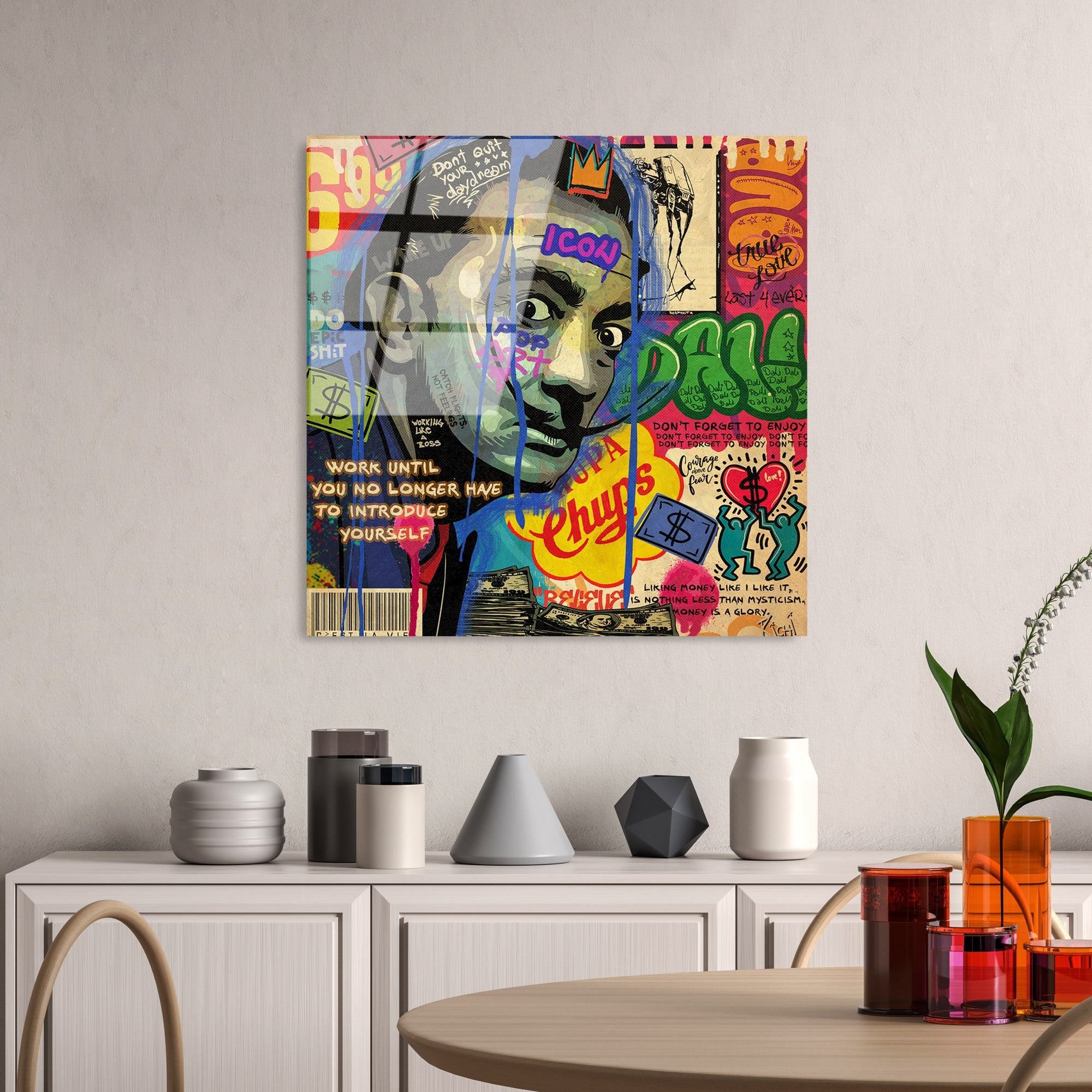 Quadro Decorativo em Vidro Temperado UV-817, Multicolor, 50 x 50 cm (4 mm)