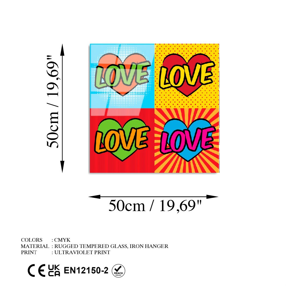 Quadro Decorativo em Vidro Temperado UV-819, Multicolor, 50 x 50 cm (4 mm)