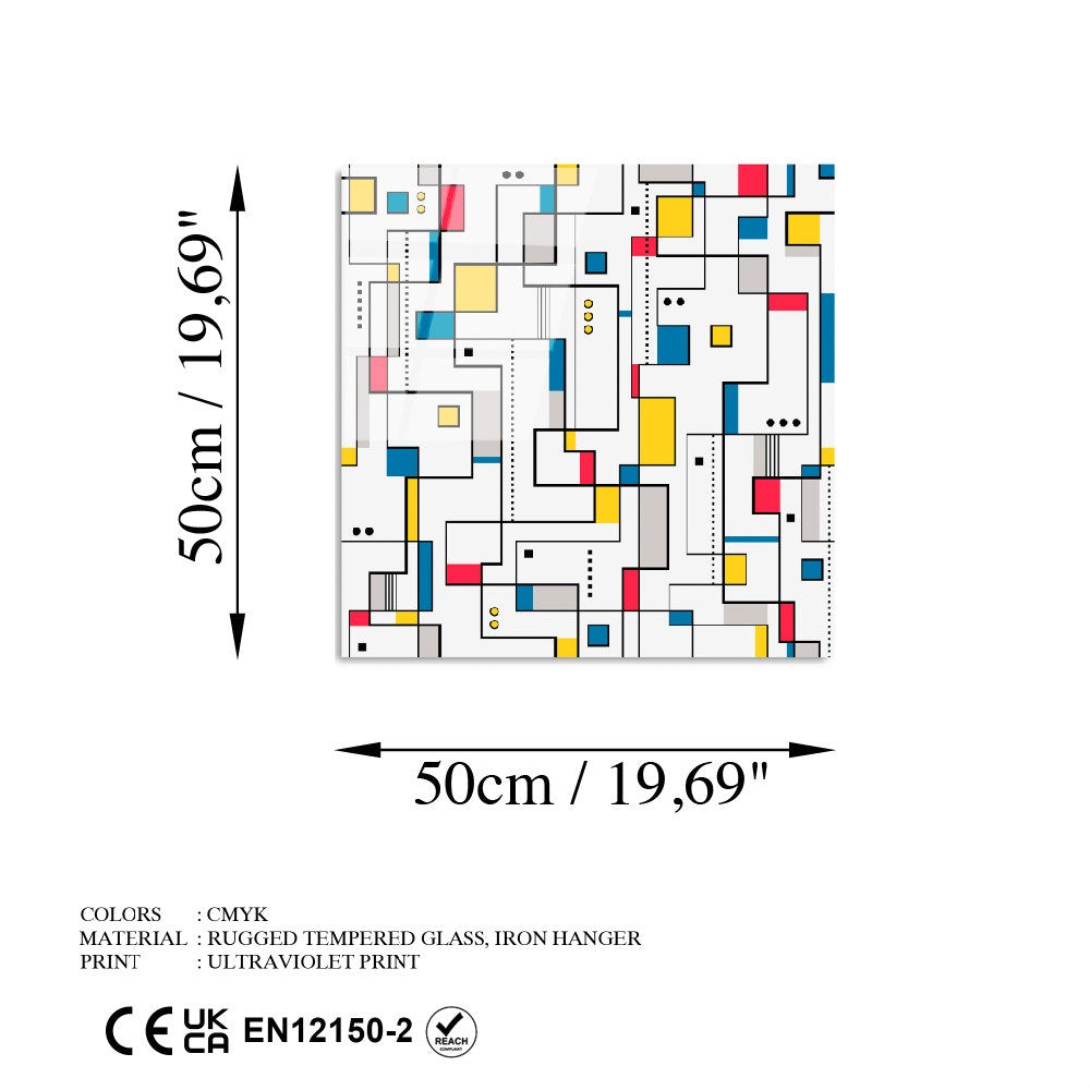 Quadro Decorativo em Vidro 100% Temperado UV-820, 50x50 cm, Multicolor (4 mm)