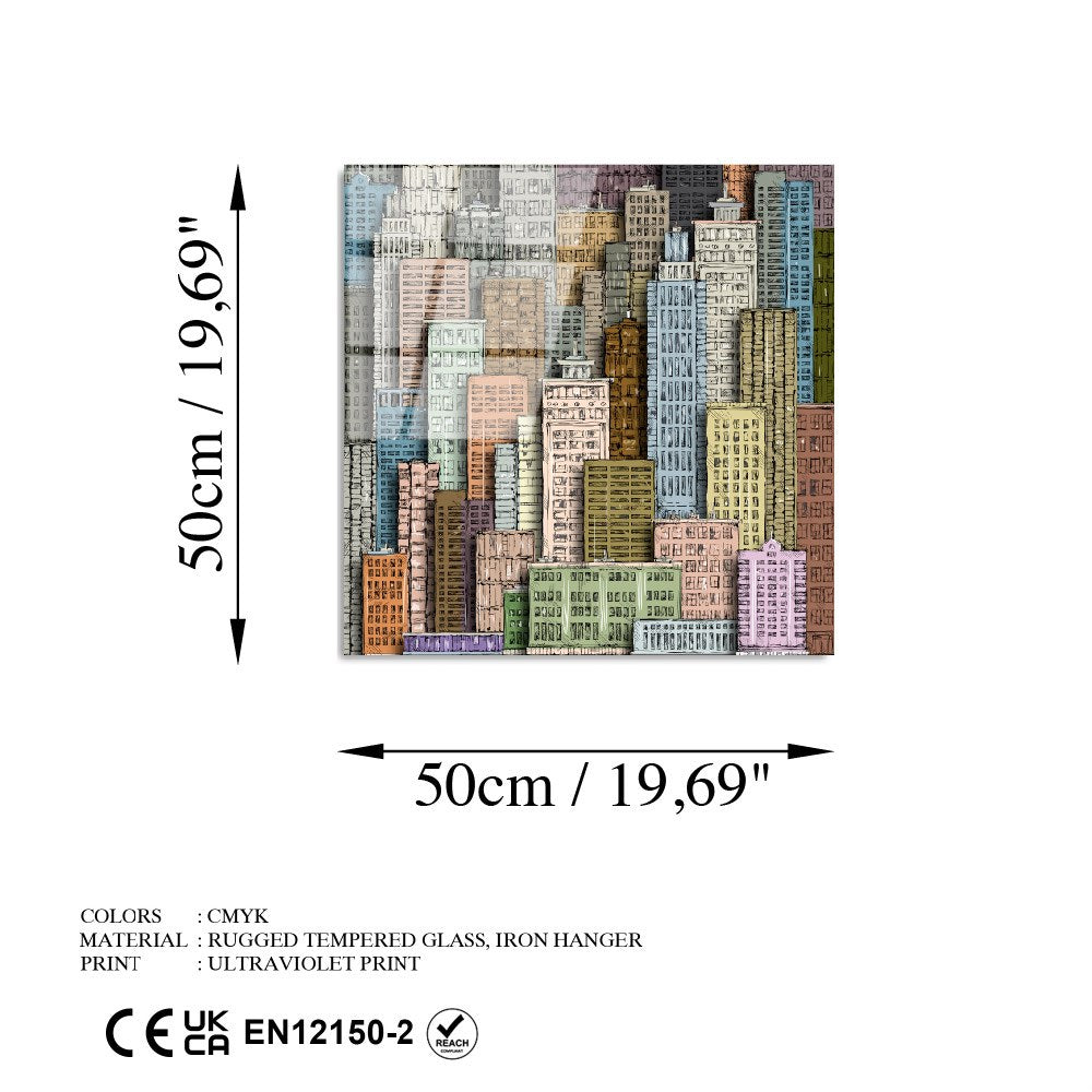 Quadro Decorativo em Vidro Temperado UV-826, 50 x 50 cm, Multicolor (4 mm)