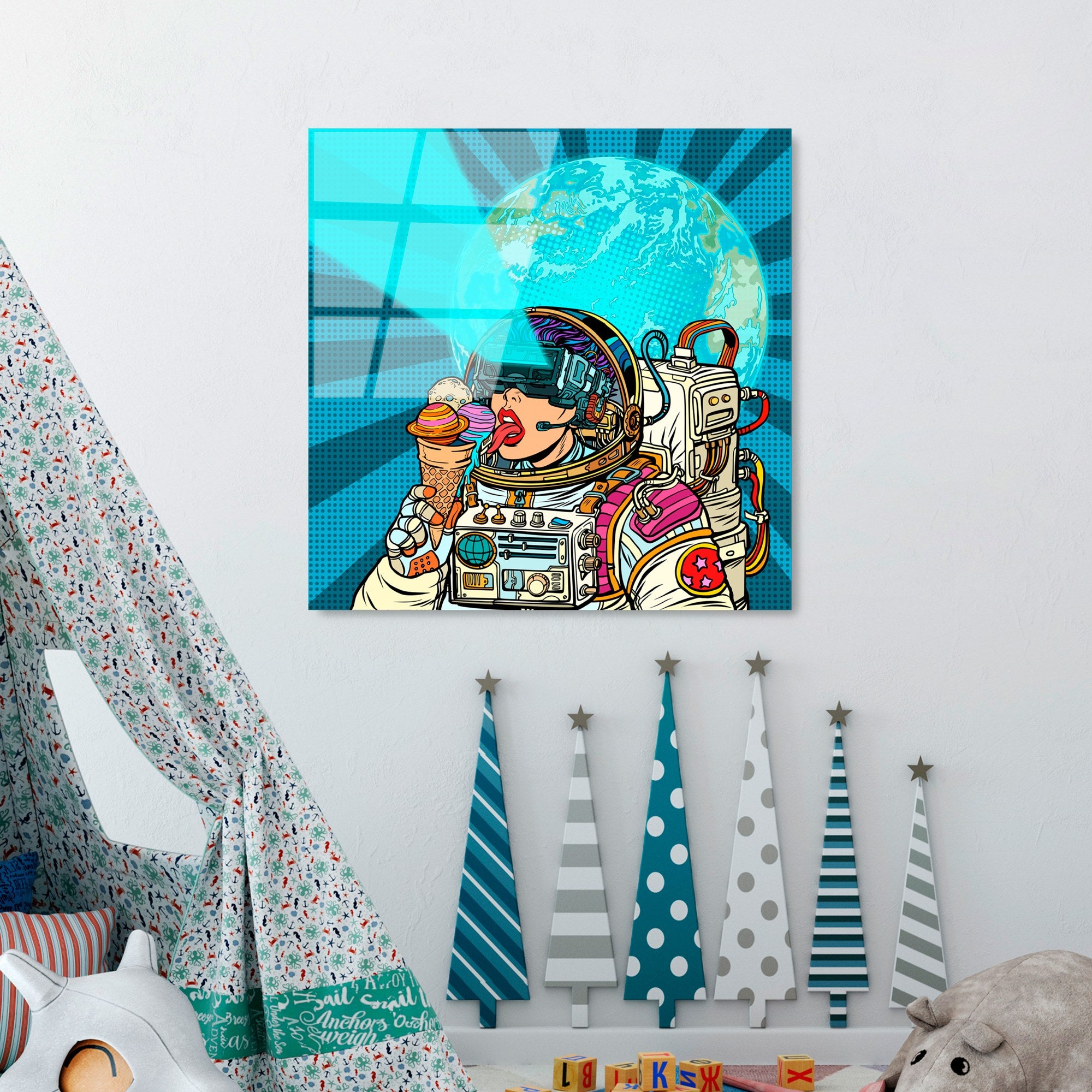 Quadro Decorativo em Vidro Temperado UV-831, 50 x 50 cm, Multicor, 4 mm