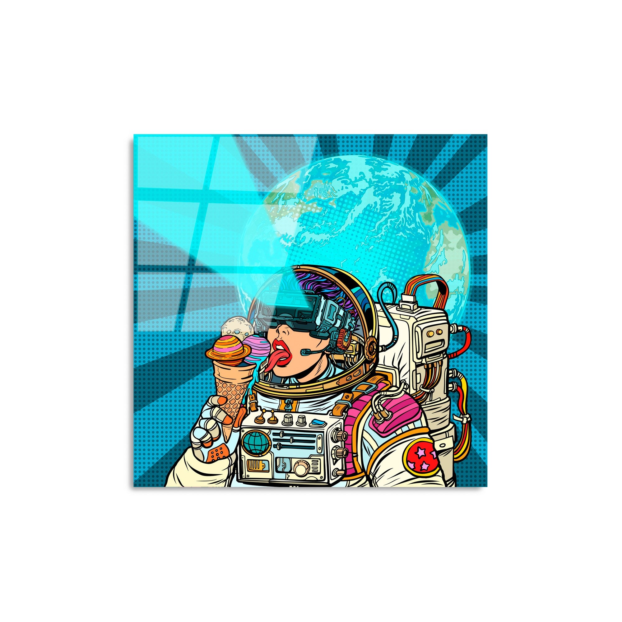 Quadro Decorativo em Vidro Temperado UV-831, 50 x 50 cm, Multicor, 4 mm