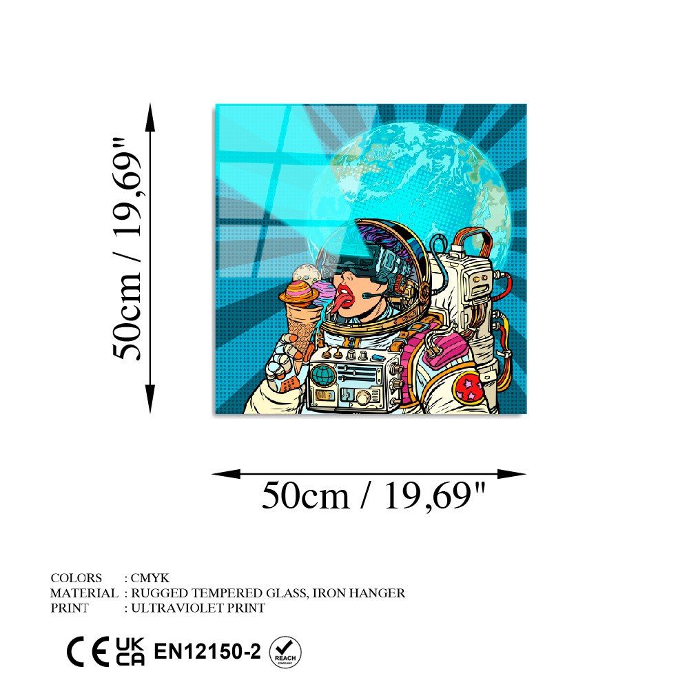 Quadro Decorativo em Vidro Temperado UV-831, 50 x 50 cm, Multicor, 4 mm