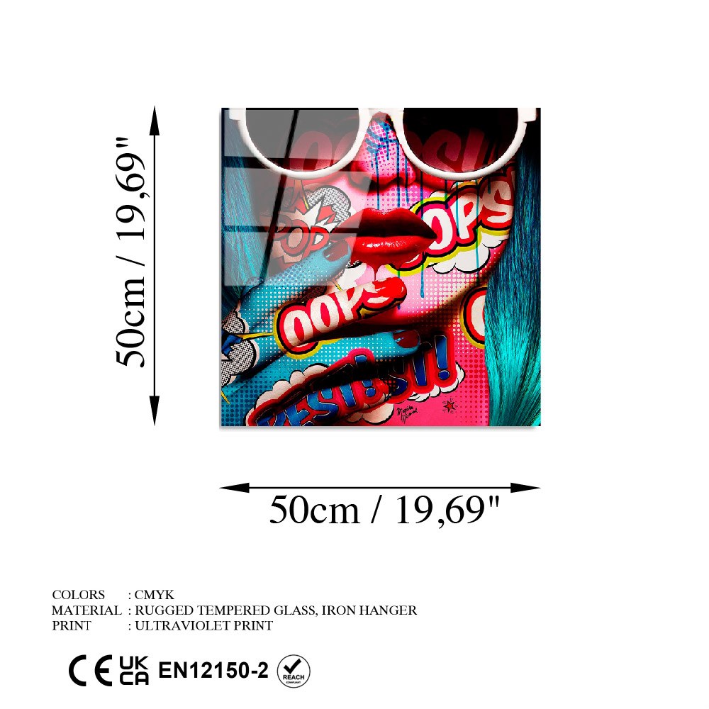 Quadro Decorativo em Vidro Temperado UV-836, 50 x 50 cm, Multicolor (4 mm)