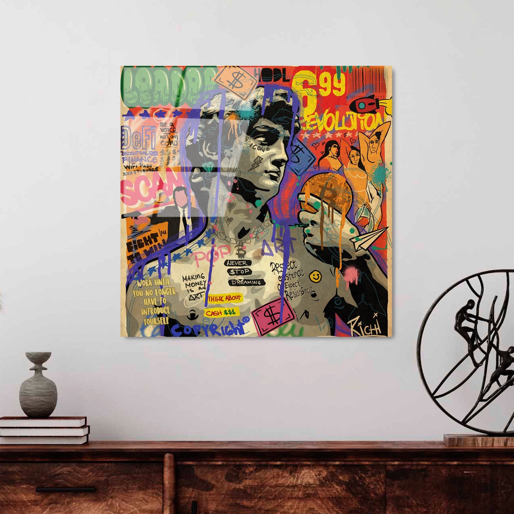 Quadro Decorativo em Vidro Temperado UV-839, Multicolor, 50 x 50 cm, 4 mm