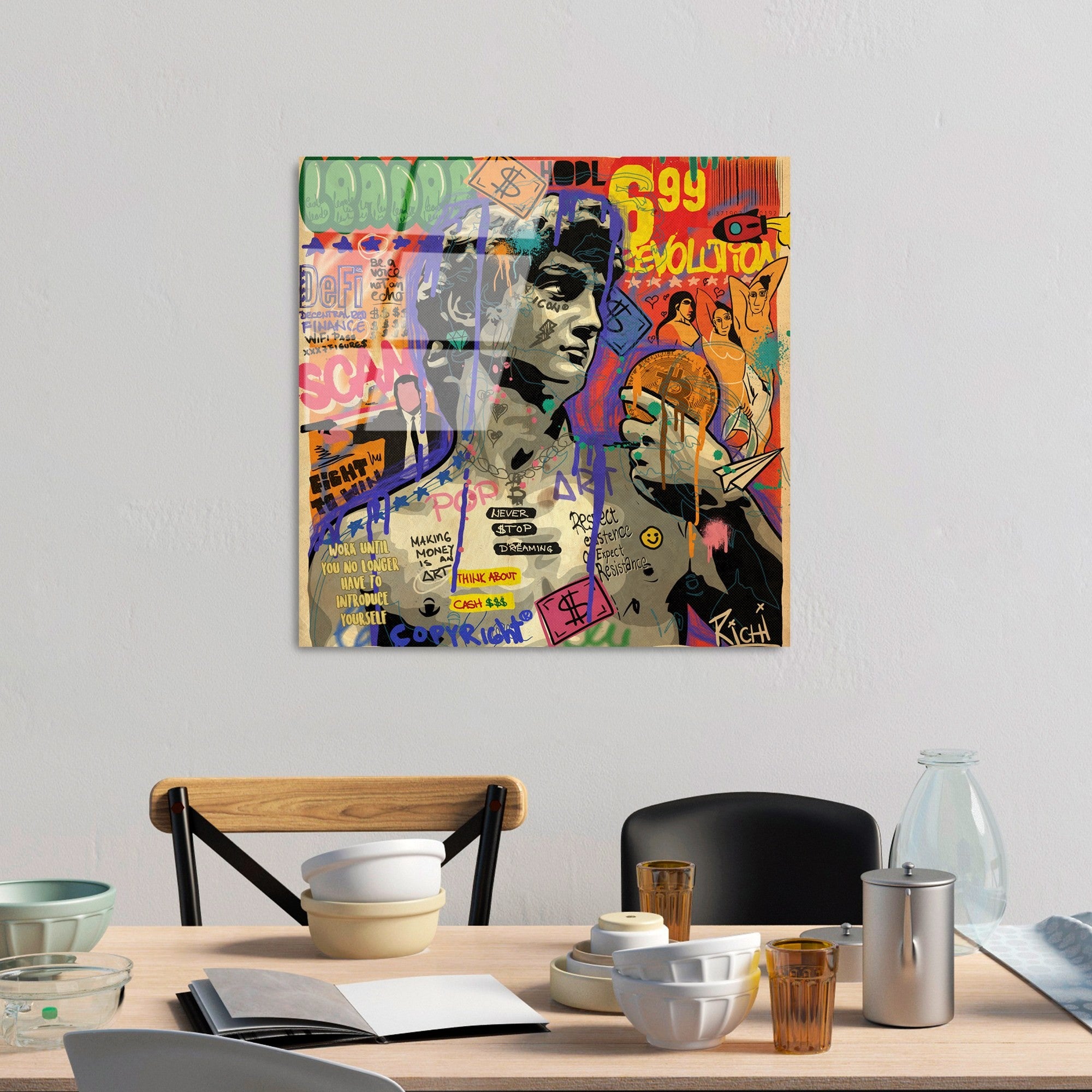 Quadro Decorativo em Vidro Temperado UV-839, Multicolor, 50 x 50 cm, 4 mm