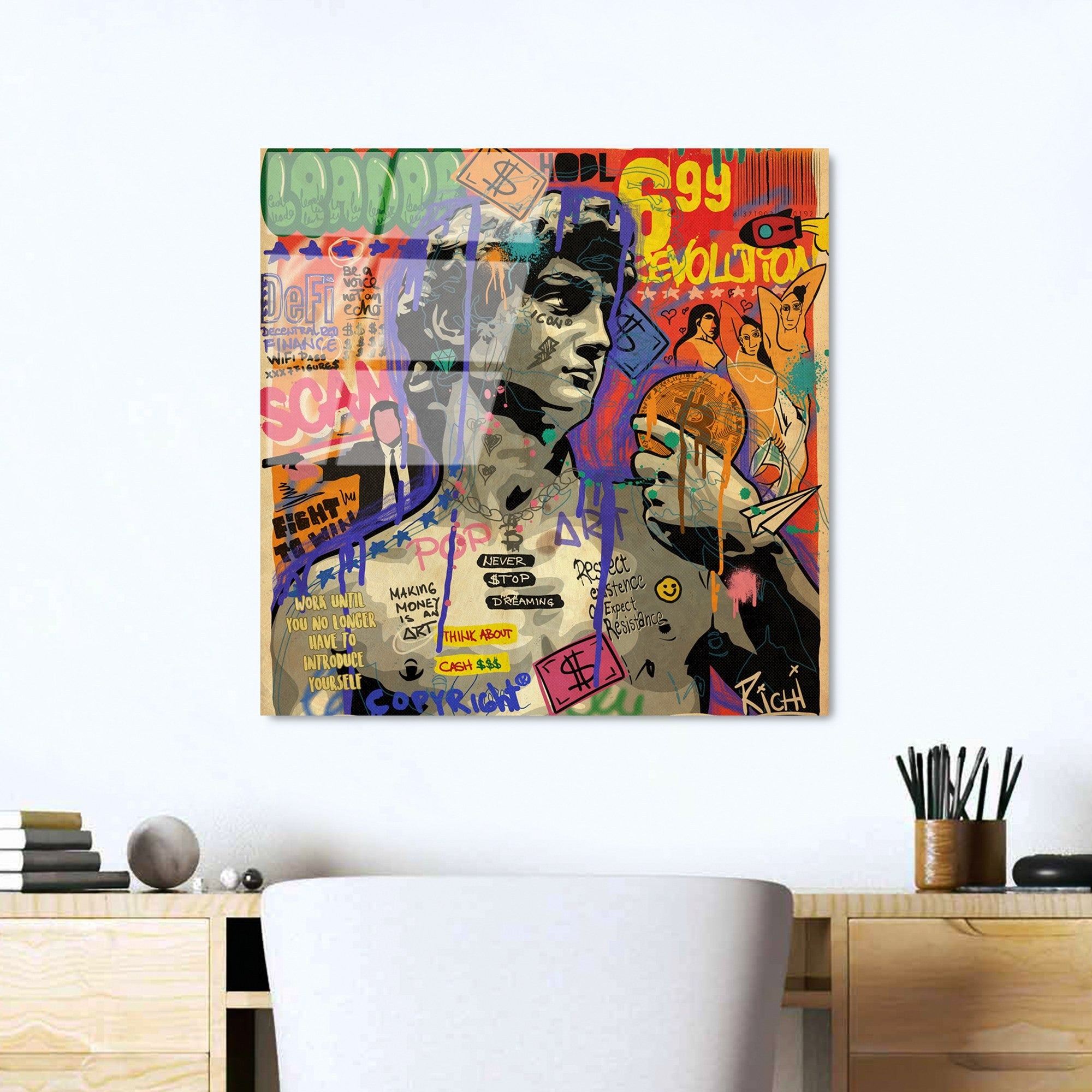 Quadro Decorativo em Vidro Temperado UV-839, Multicolor, 50 x 50 cm, 4 mm