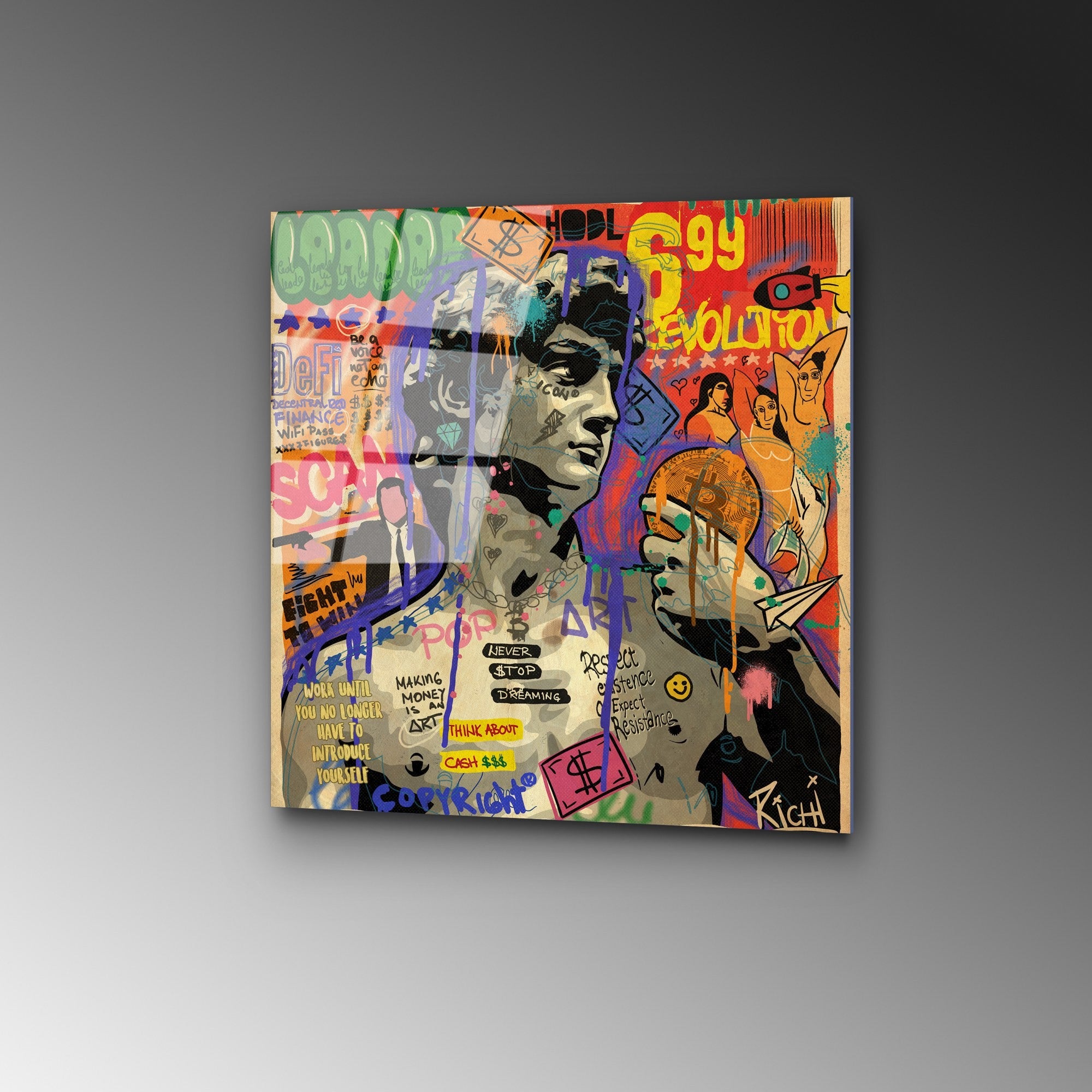 Quadro Decorativo em Vidro Temperado UV-839, Multicolor, 50 x 50 cm, 4 mm