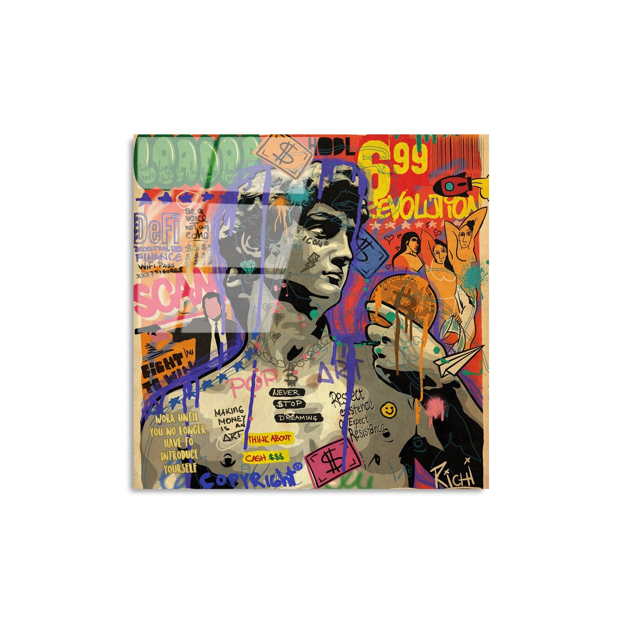 Quadro Decorativo em Vidro Temperado UV-839, Multicolor, 50 x 50 cm, 4 mm