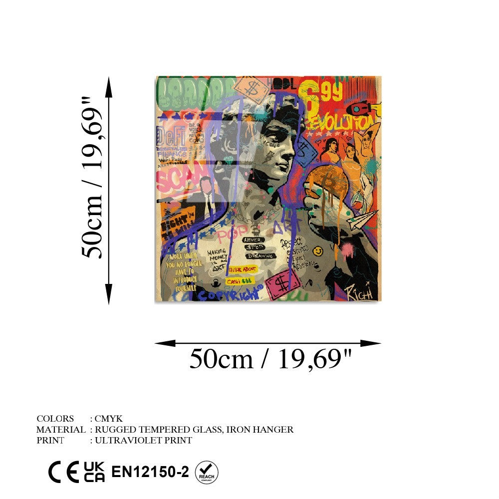 Quadro Decorativo em Vidro Temperado UV-839, Multicolor, 50 x 50 cm, 4 mm