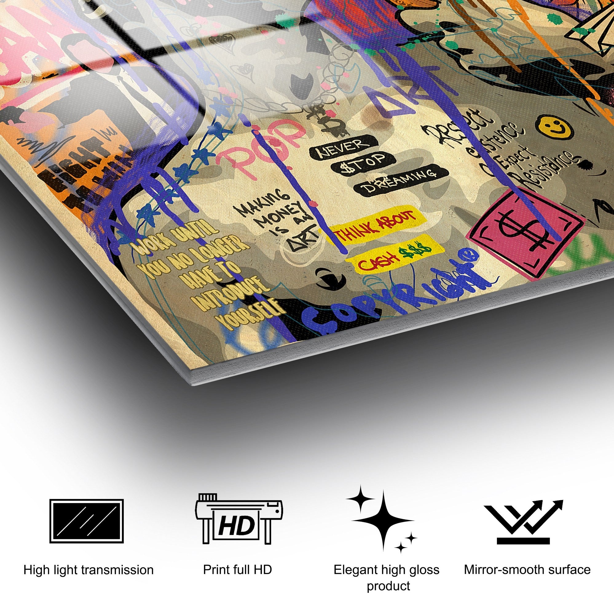 Quadro Decorativo em Vidro Temperado UV-839, Multicolor, 50 x 50 cm, 4 mm