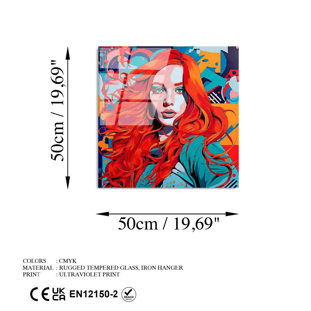 Quadro Decorativo em Vidro Temperado UV-840, Multicolor, 50 x 50 cm (4 mm)