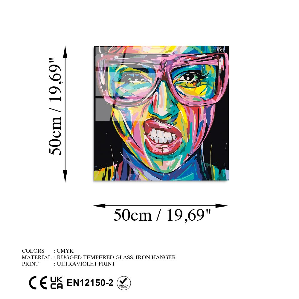 Quadro Decorativo em Vidro Temperado Multicolor UV-844, 50 x 50 cm (4 mm)