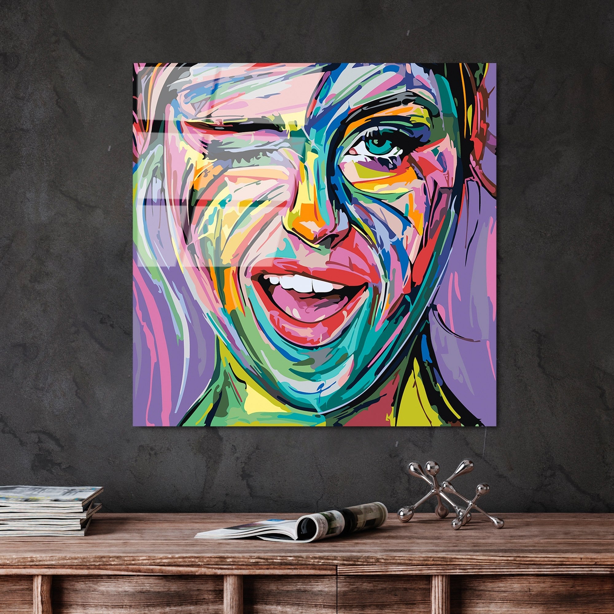 Quadro Decorativo em Vidro Temperado Multicolor 50x50 cm (4 mm) UV-845