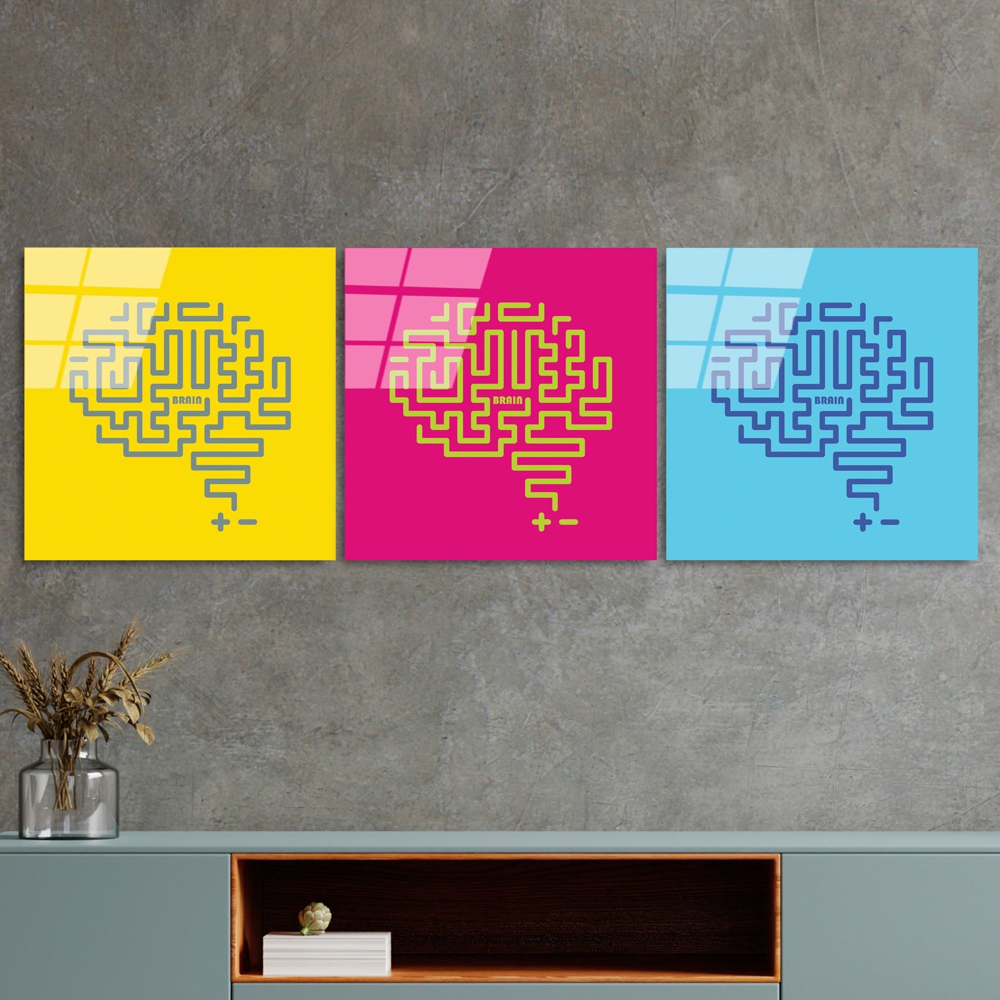 UV-851 Quadro Decorativo em Vidro Temperado 50 x 50 cm (3 Peças) – Multicolor