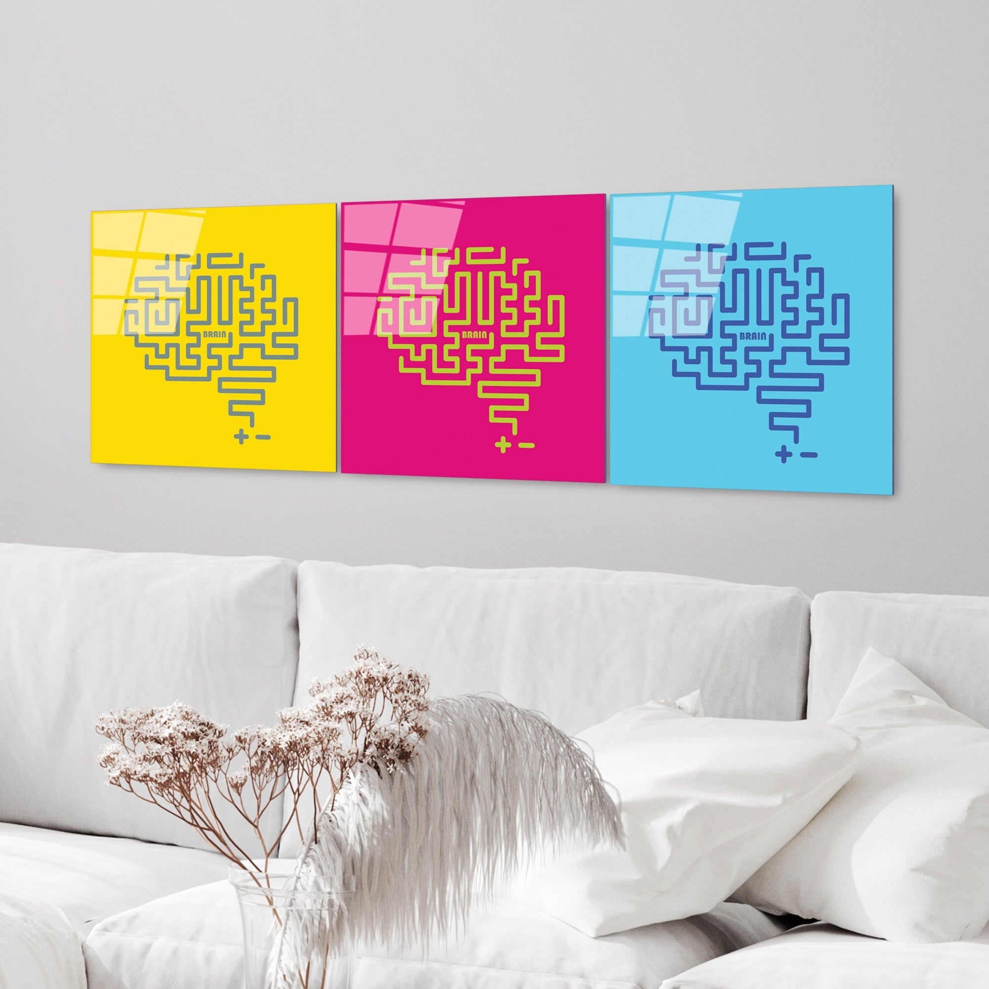 UV-851 Quadro Decorativo em Vidro Temperado 50 x 50 cm (3 Peças) – Multicolor