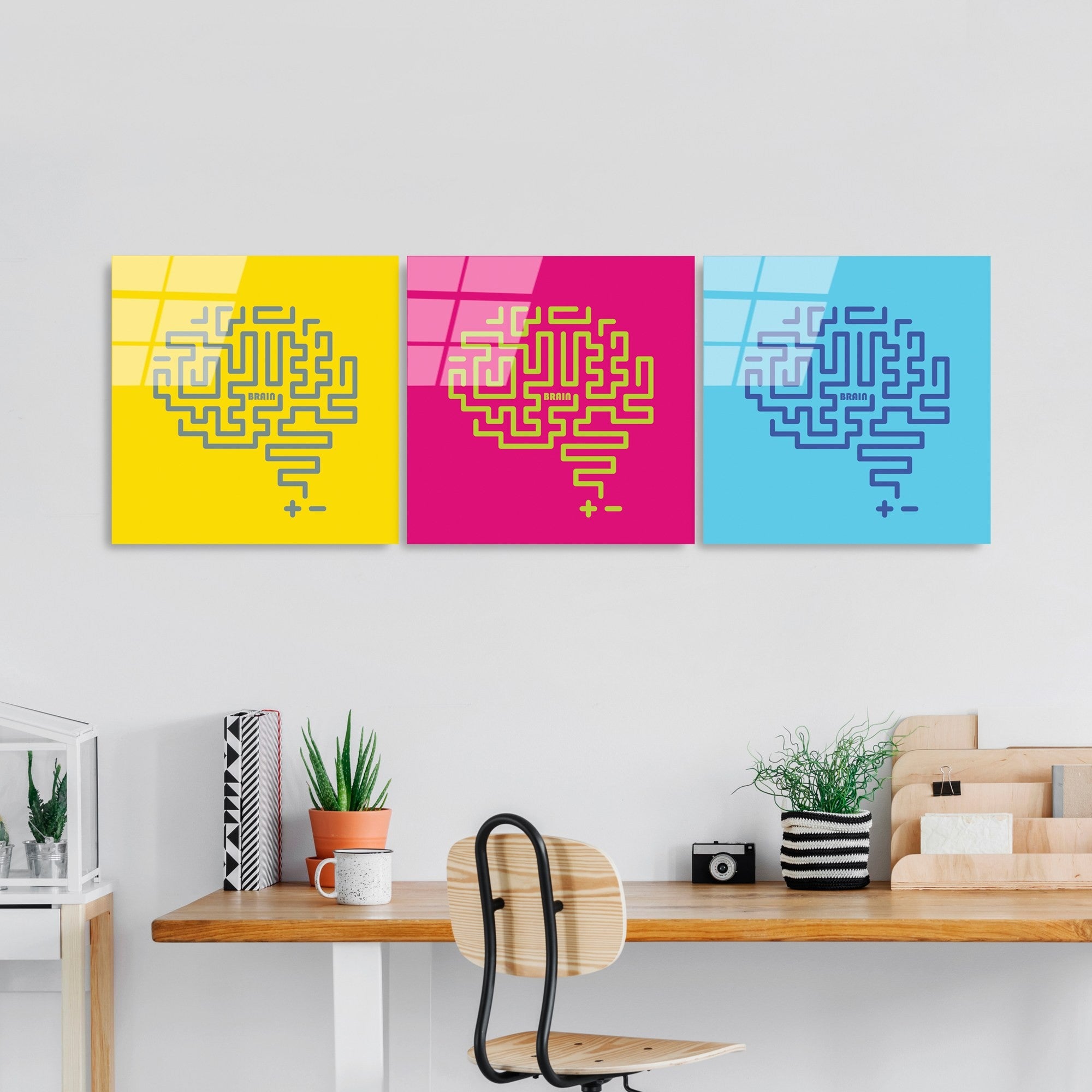 UV-851 Quadro Decorativo em Vidro Temperado 50 x 50 cm (3 Peças) – Multicolor