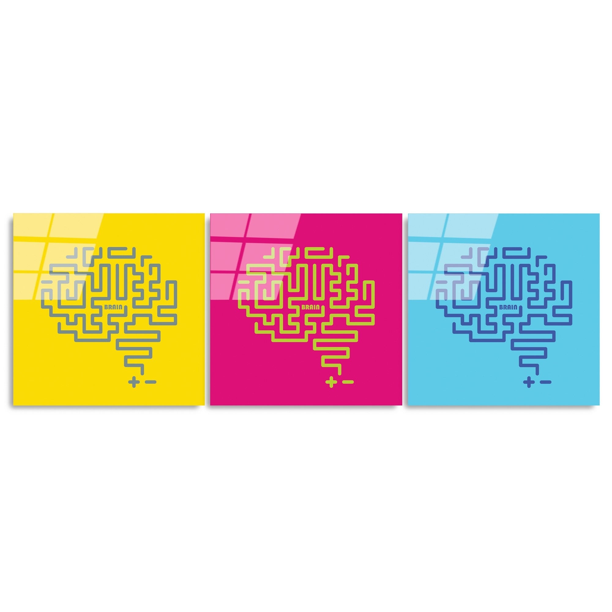 UV-851 Quadro Decorativo em Vidro Temperado 50 x 50 cm (3 Peças) – Multicolor