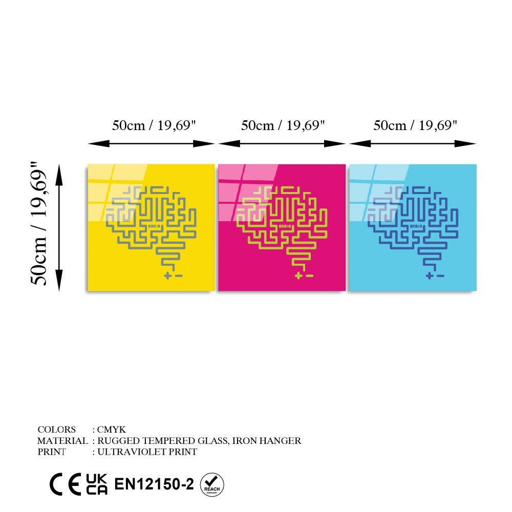 UV-851 Quadro Decorativo em Vidro Temperado 50 x 50 cm (3 Peças) – Multicolor