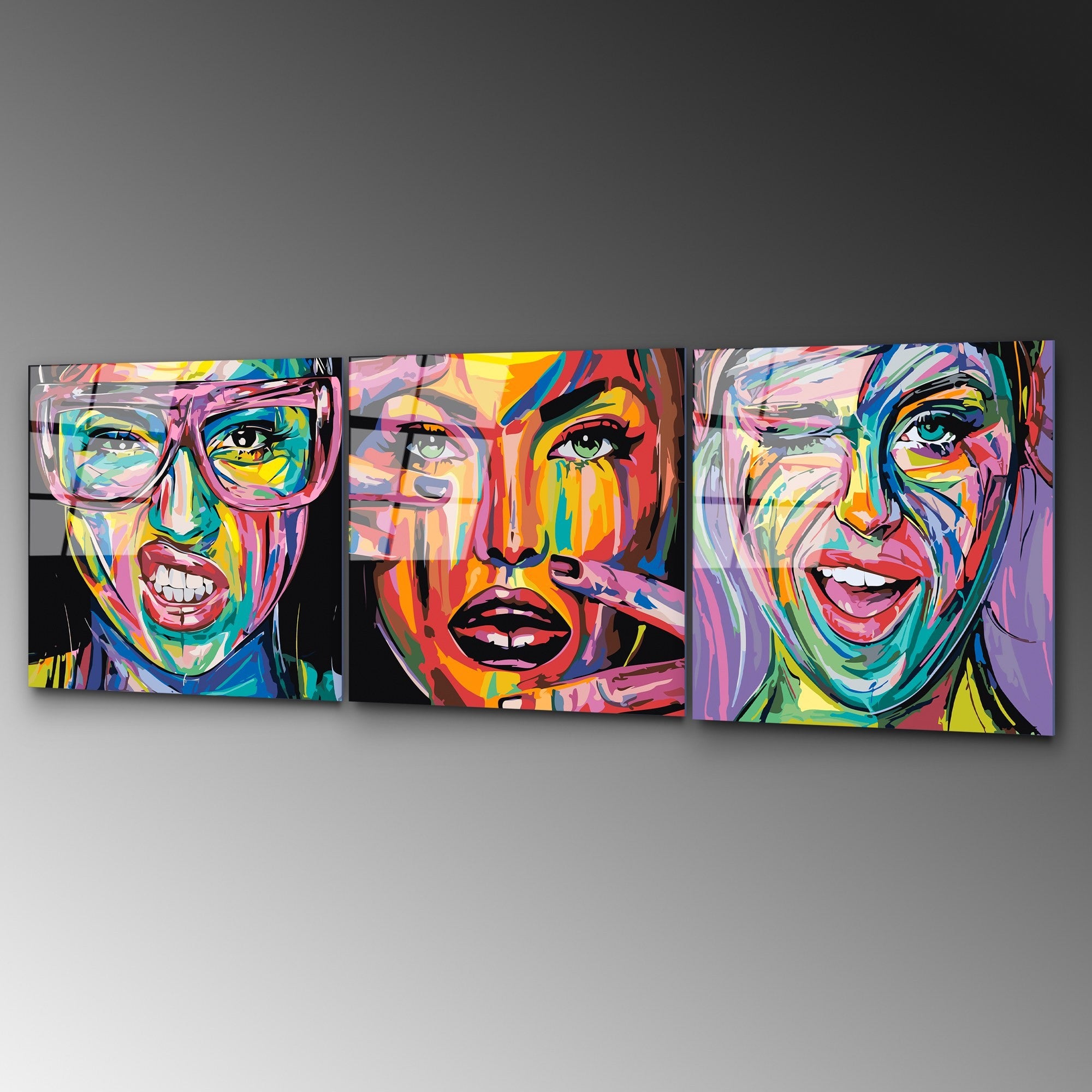 Conjunto elegante de arte de parede em vidro temperado (3 peças), 50 x 50 cm | 100% vidro temperado, 4 mm de espessura | Impressão traseira resistente ao desbotamento, perfeita para decoração de casa