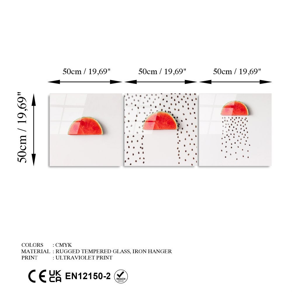 Quadro Decorativo em Vidro Temperado UV-853 – Conjunto de 3 Peças, Multicolor, 50 x 50 cm, 4 mm