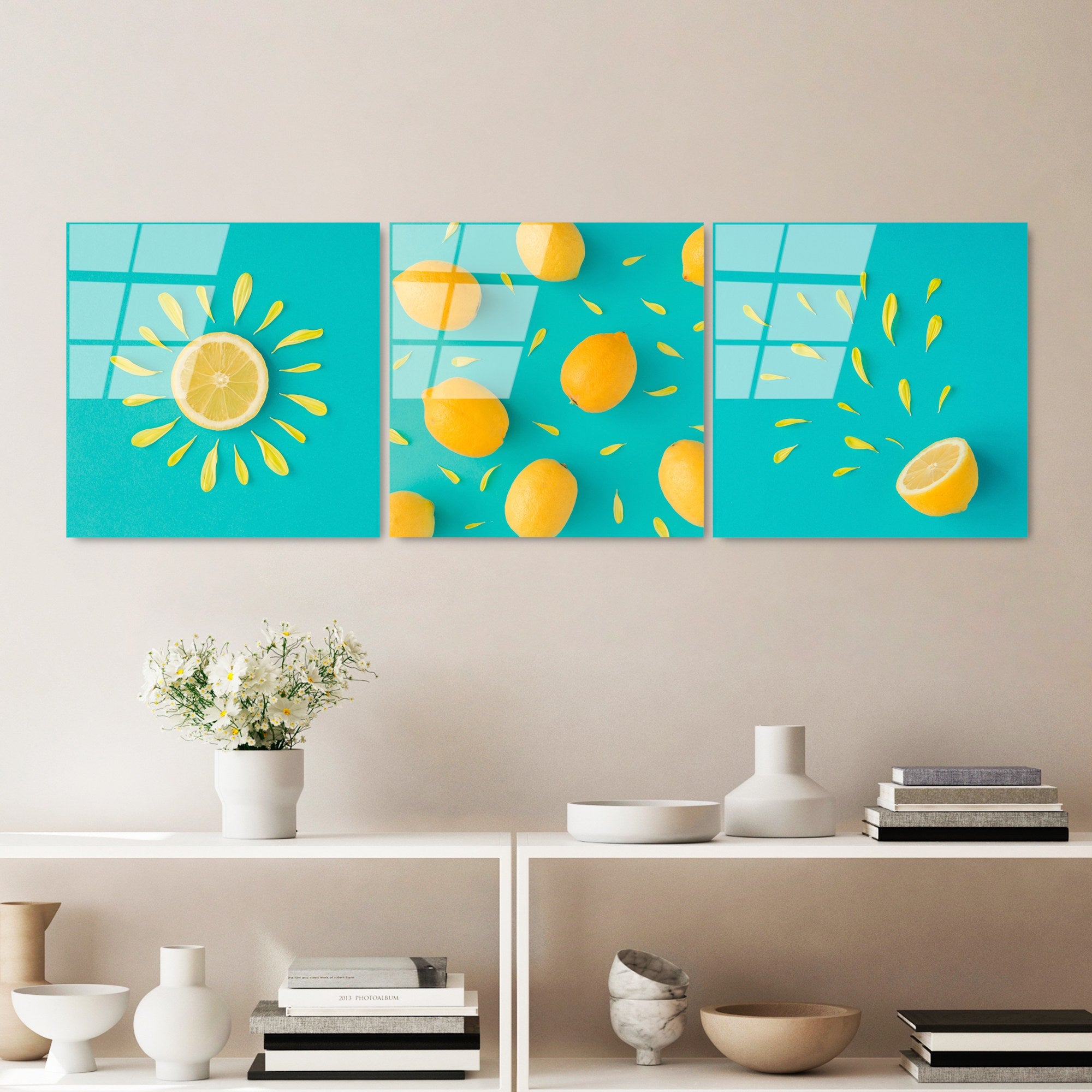 Conjunto de Quadros Decorativos em Vidro Temperado UV-854 Multicolor 50 x 50 cm (3 Peças) 4 mm