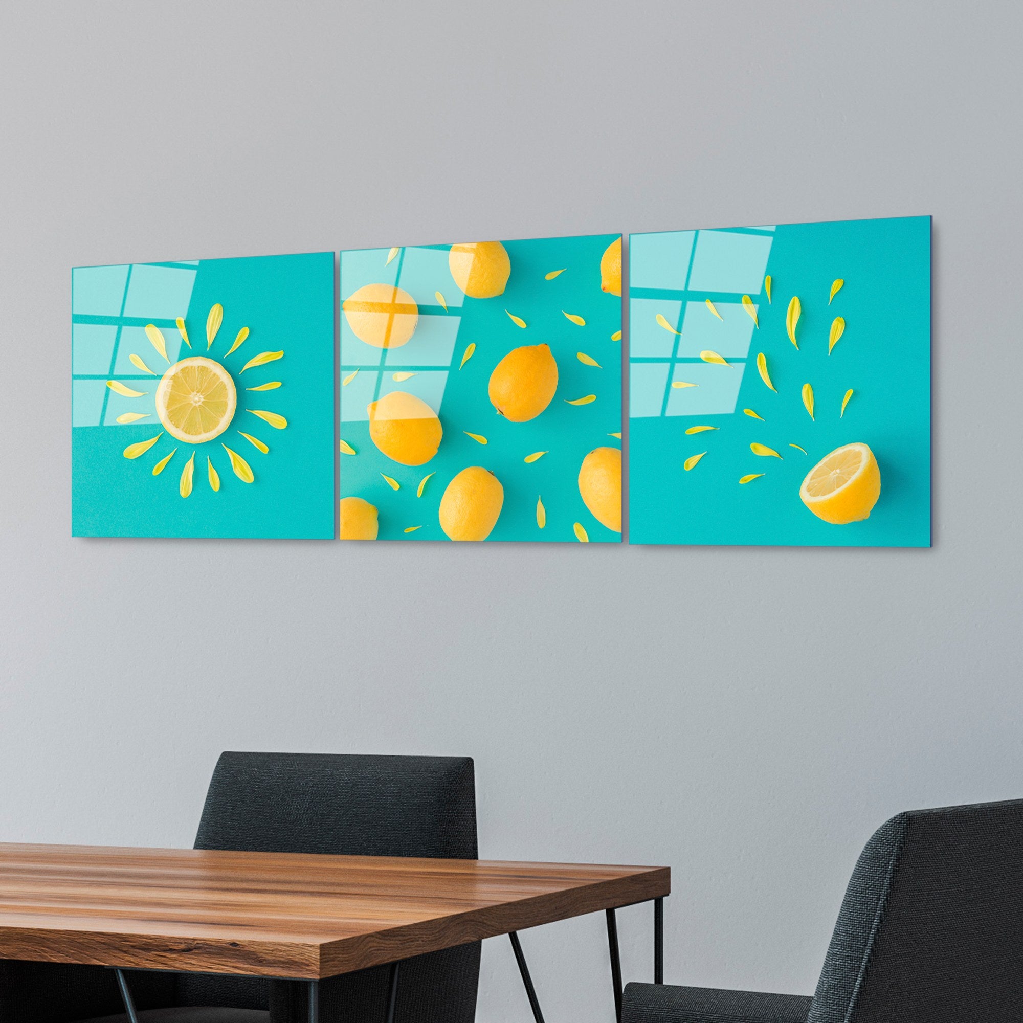 Conjunto de Quadros Decorativos em Vidro Temperado UV-854 Multicolor 50 x 50 cm (3 Peças) 4 mm