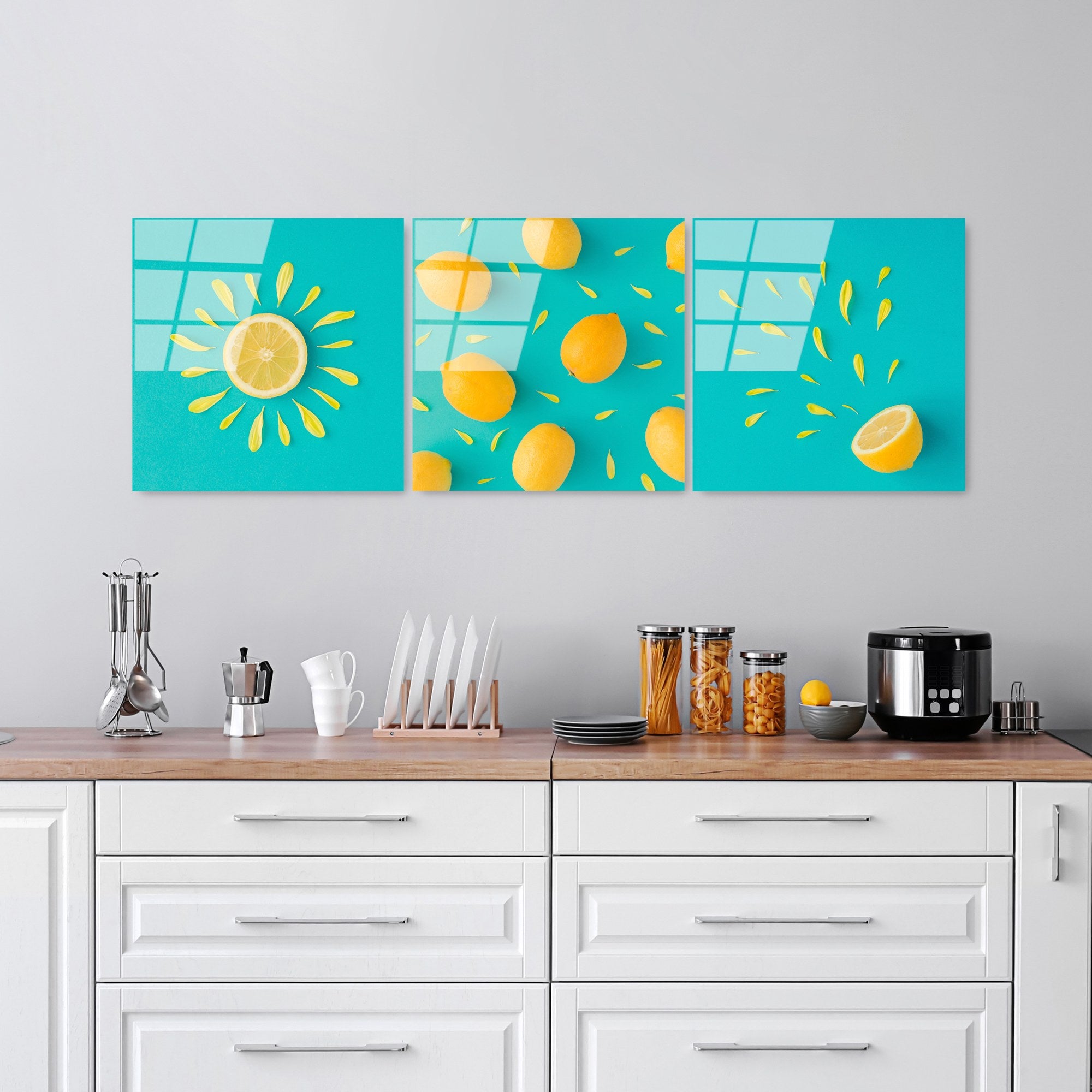 Conjunto de Quadros Decorativos em Vidro Temperado UV-854 Multicolor 50 x 50 cm (3 Peças) 4 mm