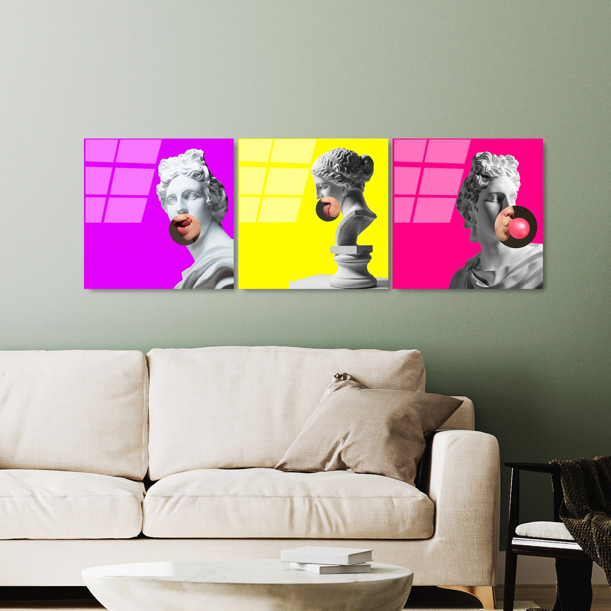 Conjunto de 3 Quadros em Vidro Temperado UV-855 – Multicolor – 50 x 50 cm (4 mm)