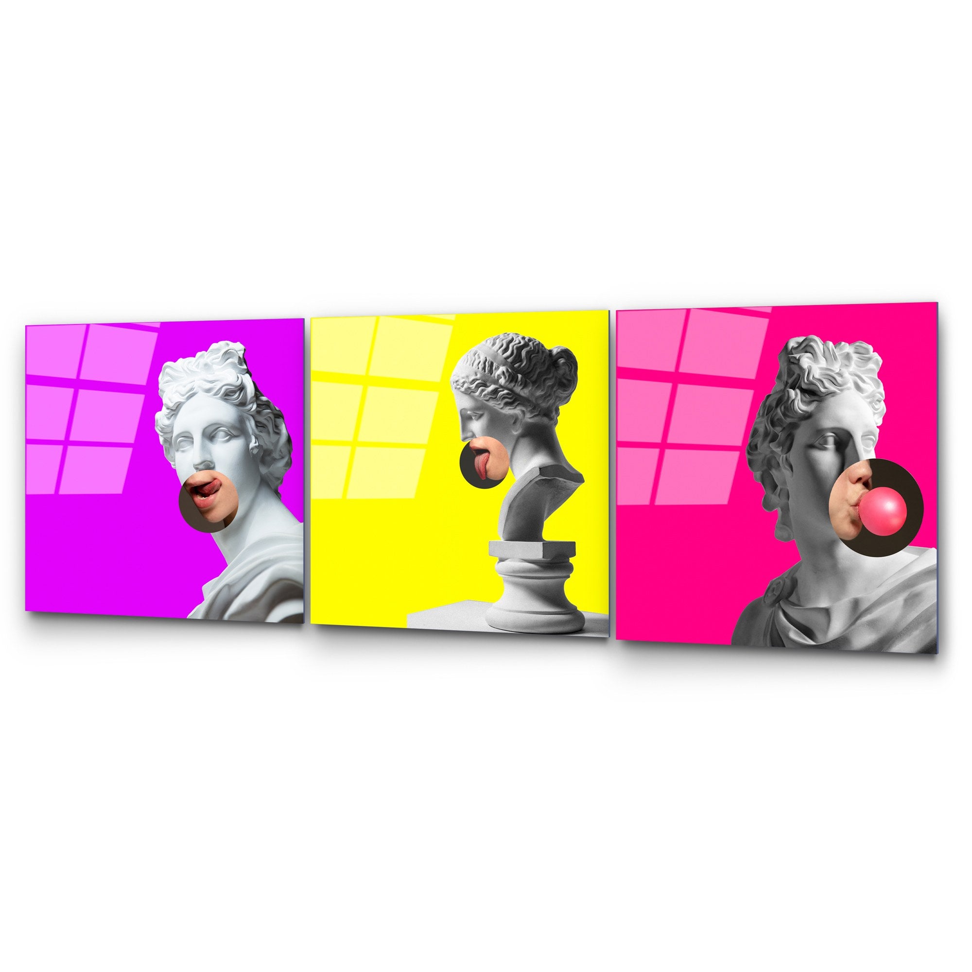 Conjunto de 3 Quadros em Vidro Temperado UV-855 – Multicolor – 50 x 50 cm (4 mm)