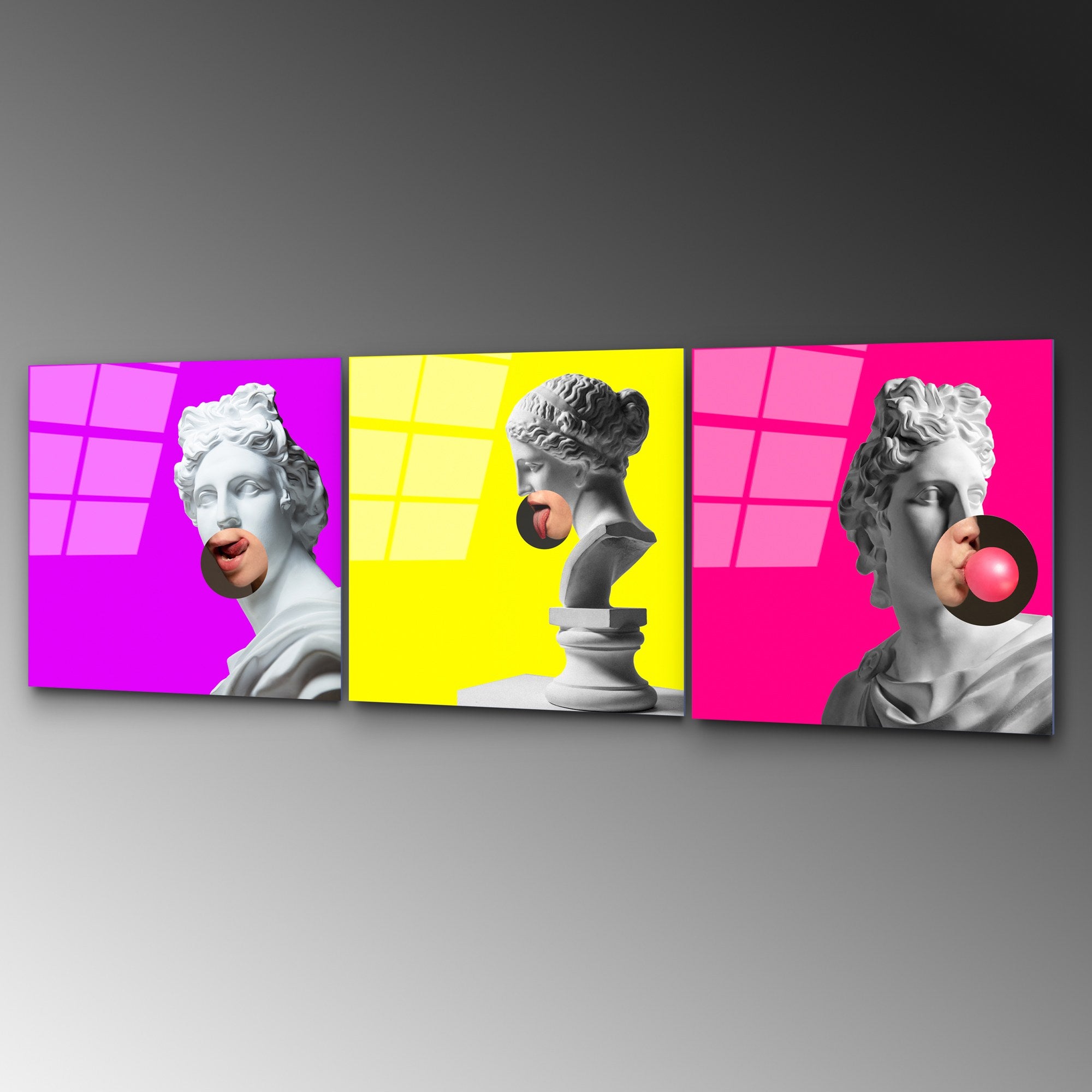 Conjunto de 3 Quadros em Vidro Temperado UV-855 – Multicolor – 50 x 50 cm (4 mm)