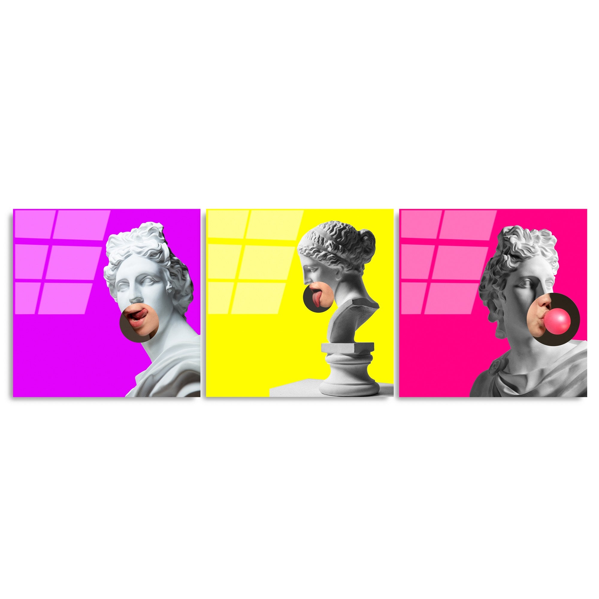 Conjunto de 3 Quadros em Vidro Temperado UV-855 – Multicolor – 50 x 50 cm (4 mm)