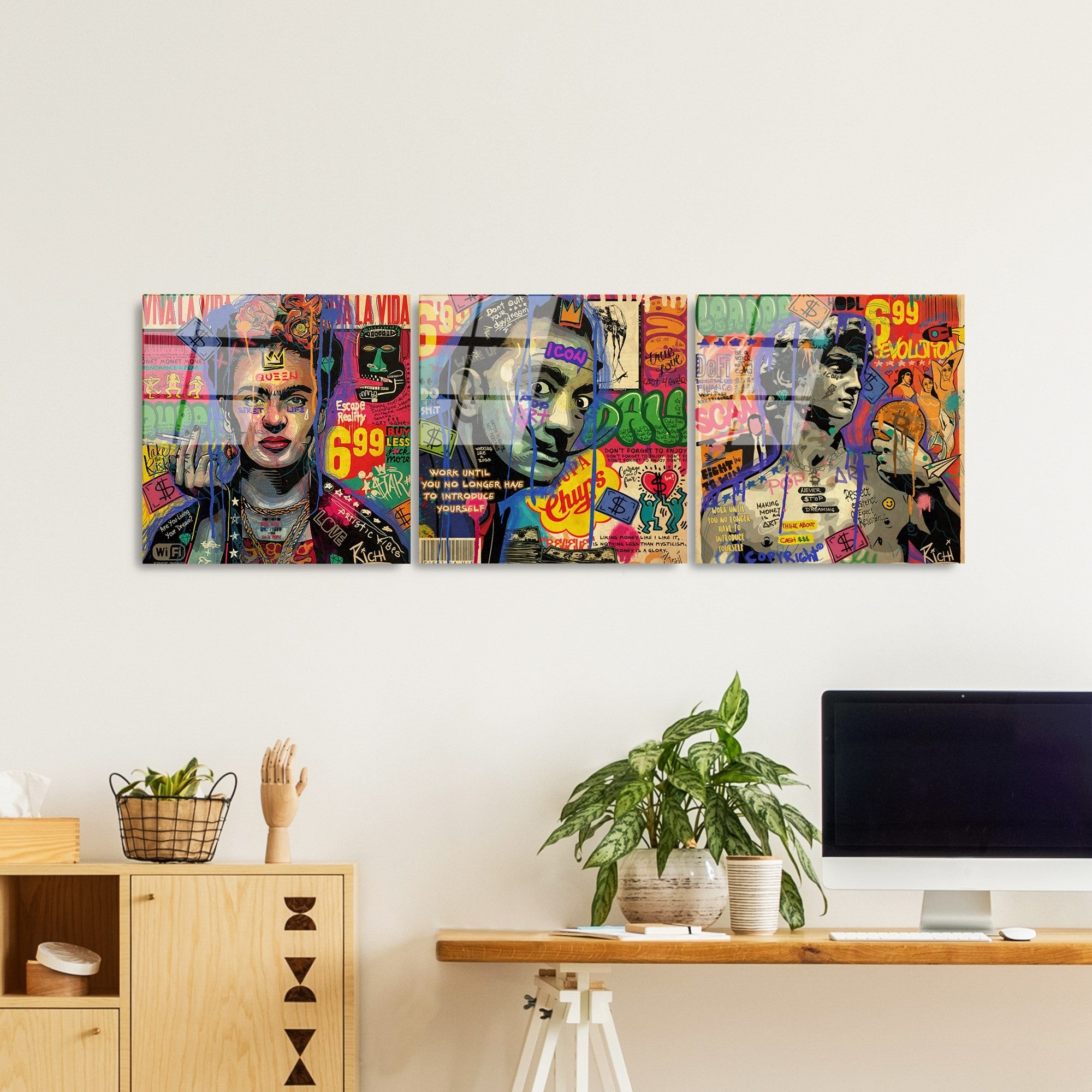Quadro Decorativo em Vidro Temperado UV-856 – Conjunto 3 Peças 50 x 50 cm – Multicolor – 4 mm
