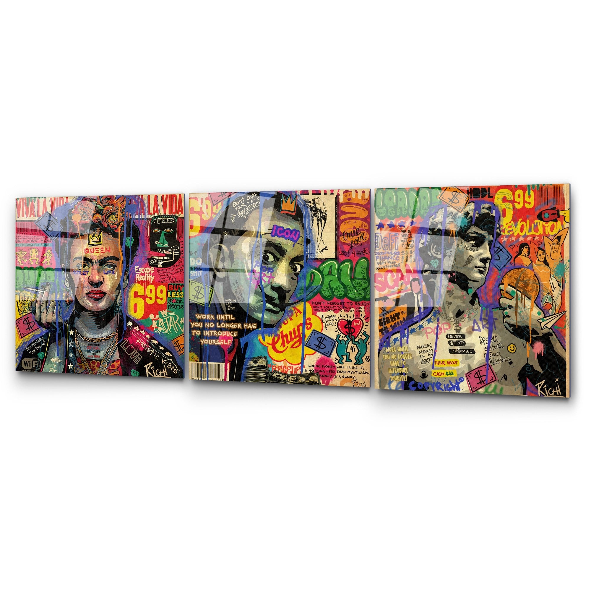 Quadro Decorativo em Vidro Temperado UV-856 – Conjunto 3 Peças 50 x 50 cm – Multicolor – 4 mm