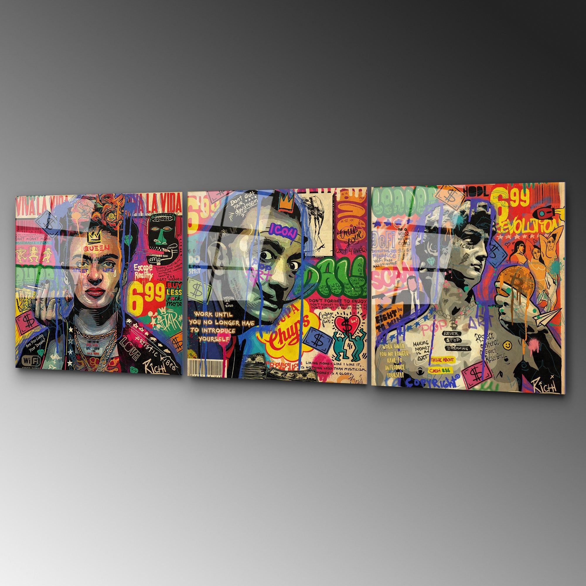 Quadro Decorativo em Vidro Temperado UV-856 – Conjunto 3 Peças 50 x 50 cm – Multicolor – 4 mm